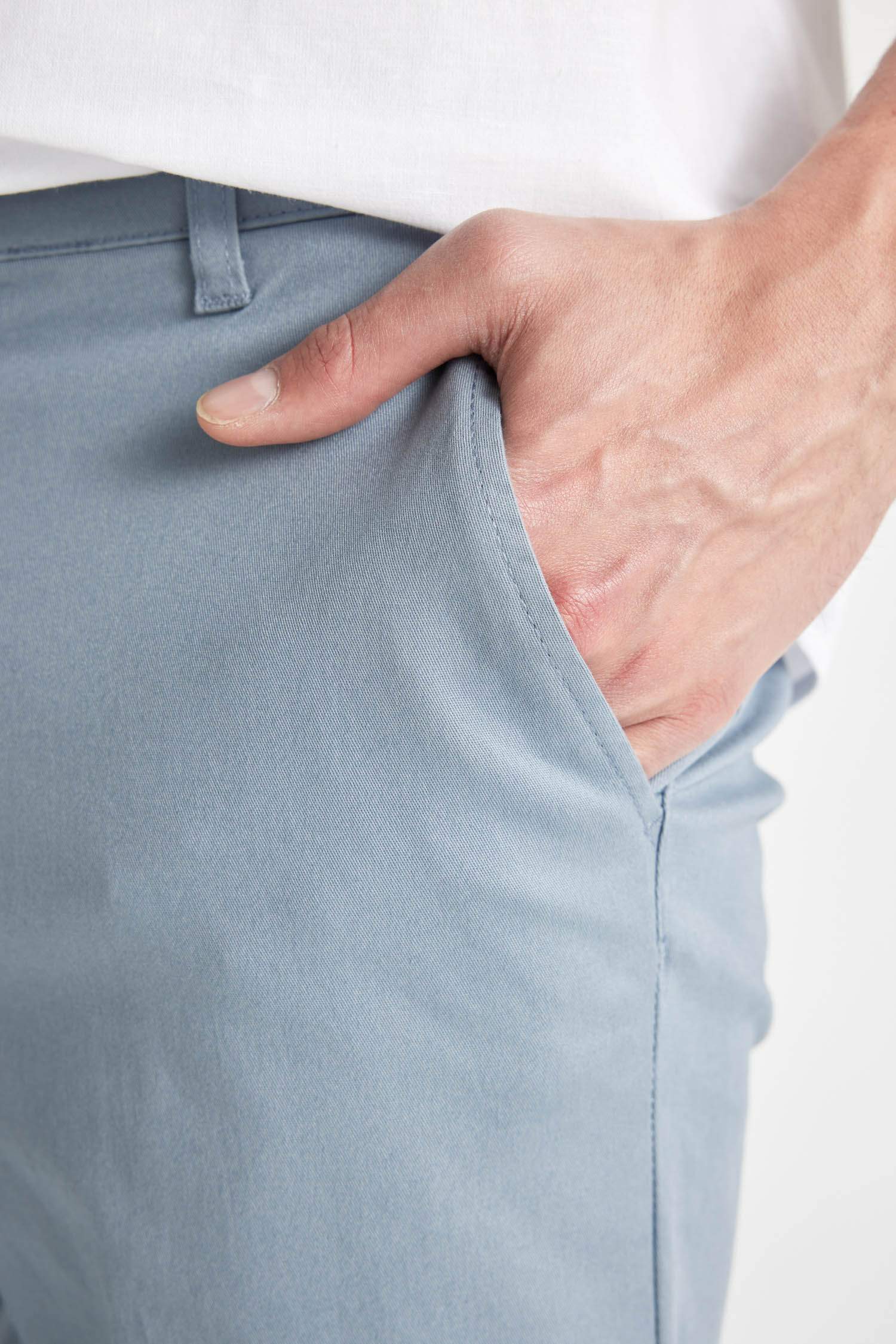 Regular Fit Normal Kesim Yazlık Twill Chino Kanvas Pantolon Cepli Düz Paça