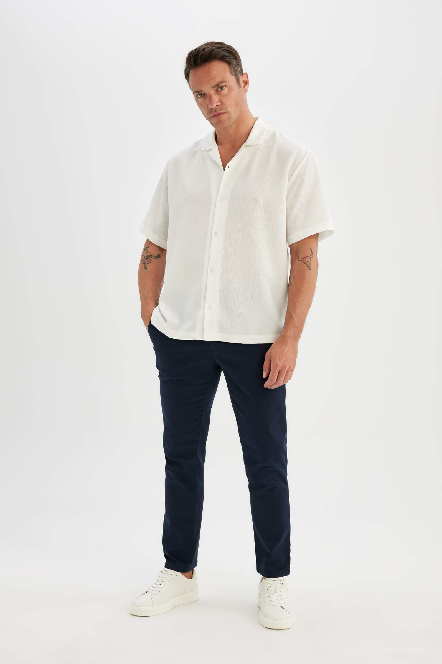 Regular Fit Normal Kesim Yazlık Twill Chino Kanvas Pantolon Cepli Düz Paça