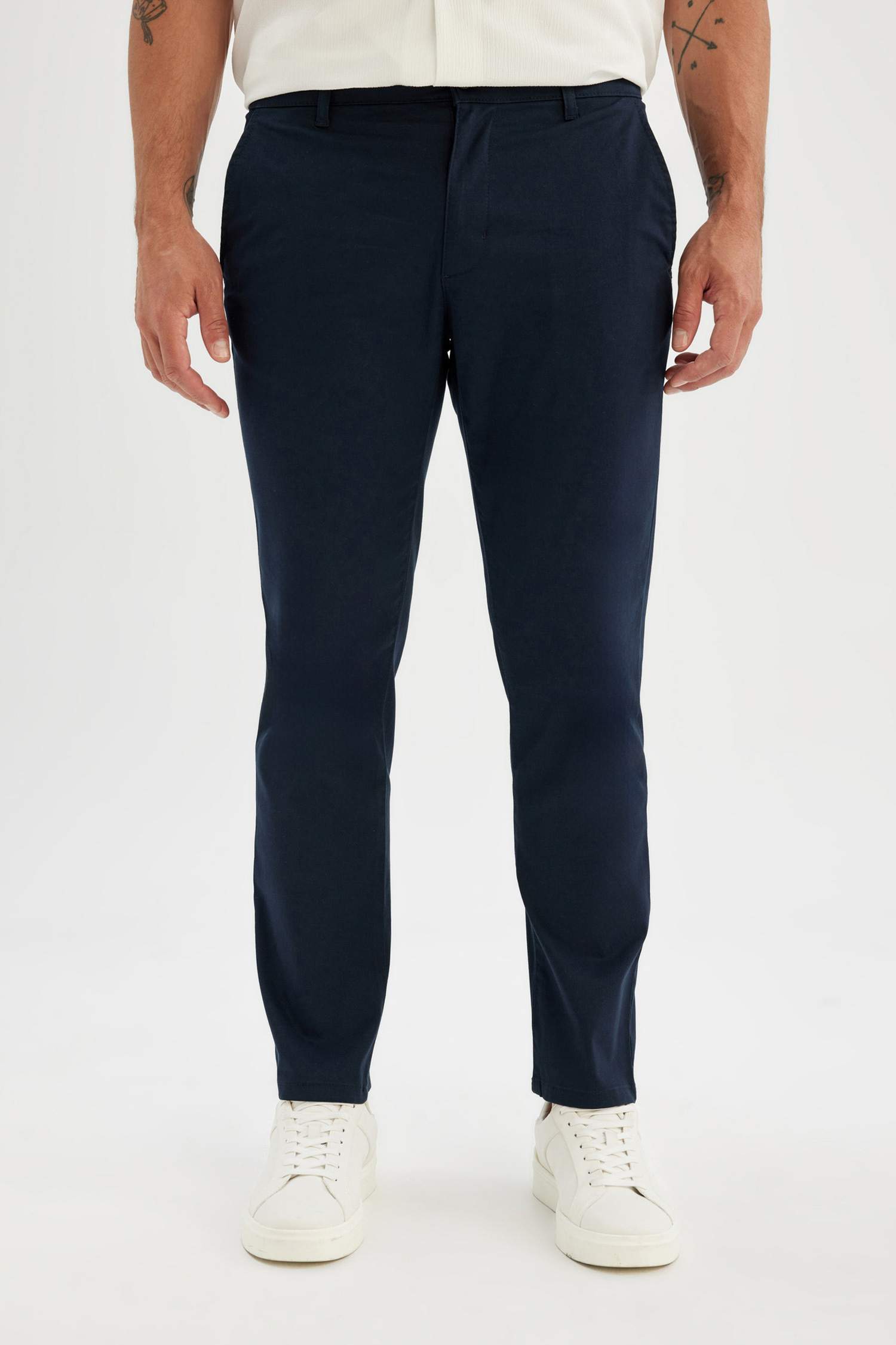 Regular Fit Normal Kesim Yazlık Twill Chino Kanvas Pantolon Cepli Düz Paça