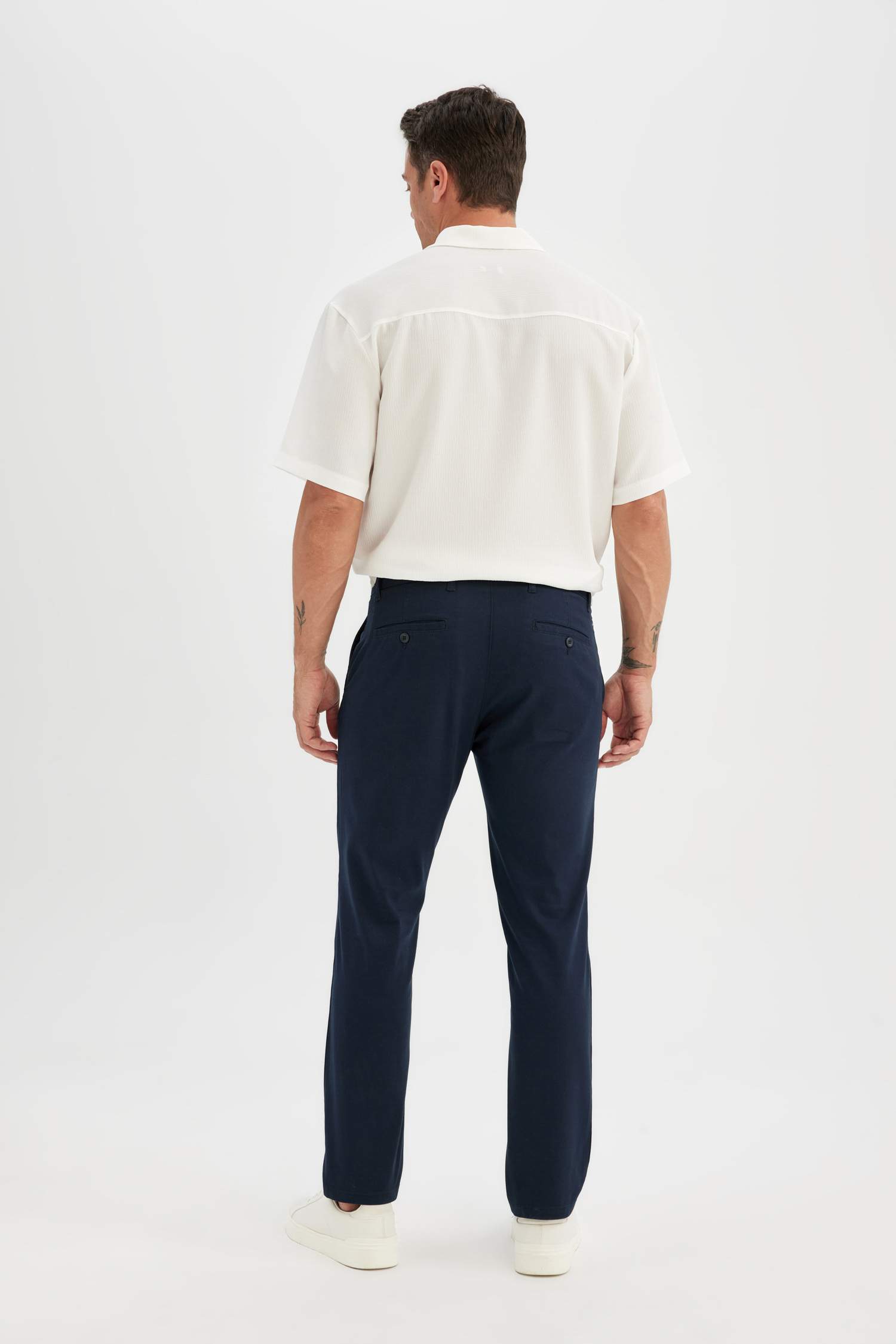 Regular Fit Normal Kesim Yazlık Twill Chino Kanvas Pantolon Cepli Düz Paça