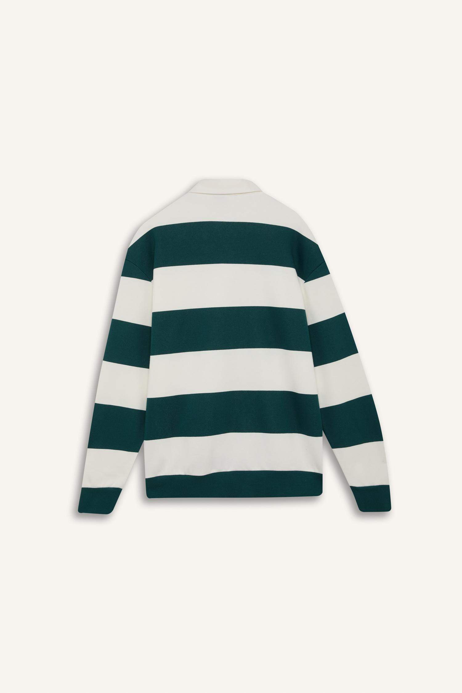 سويت شيرت مخطط أوفر سايز بياقة بولو