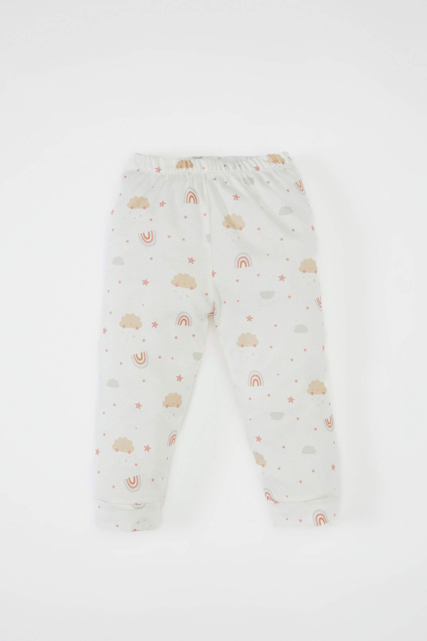 طقم بيجاما بناتي قصة عادية بطبعة قوس قزح - قطعتين