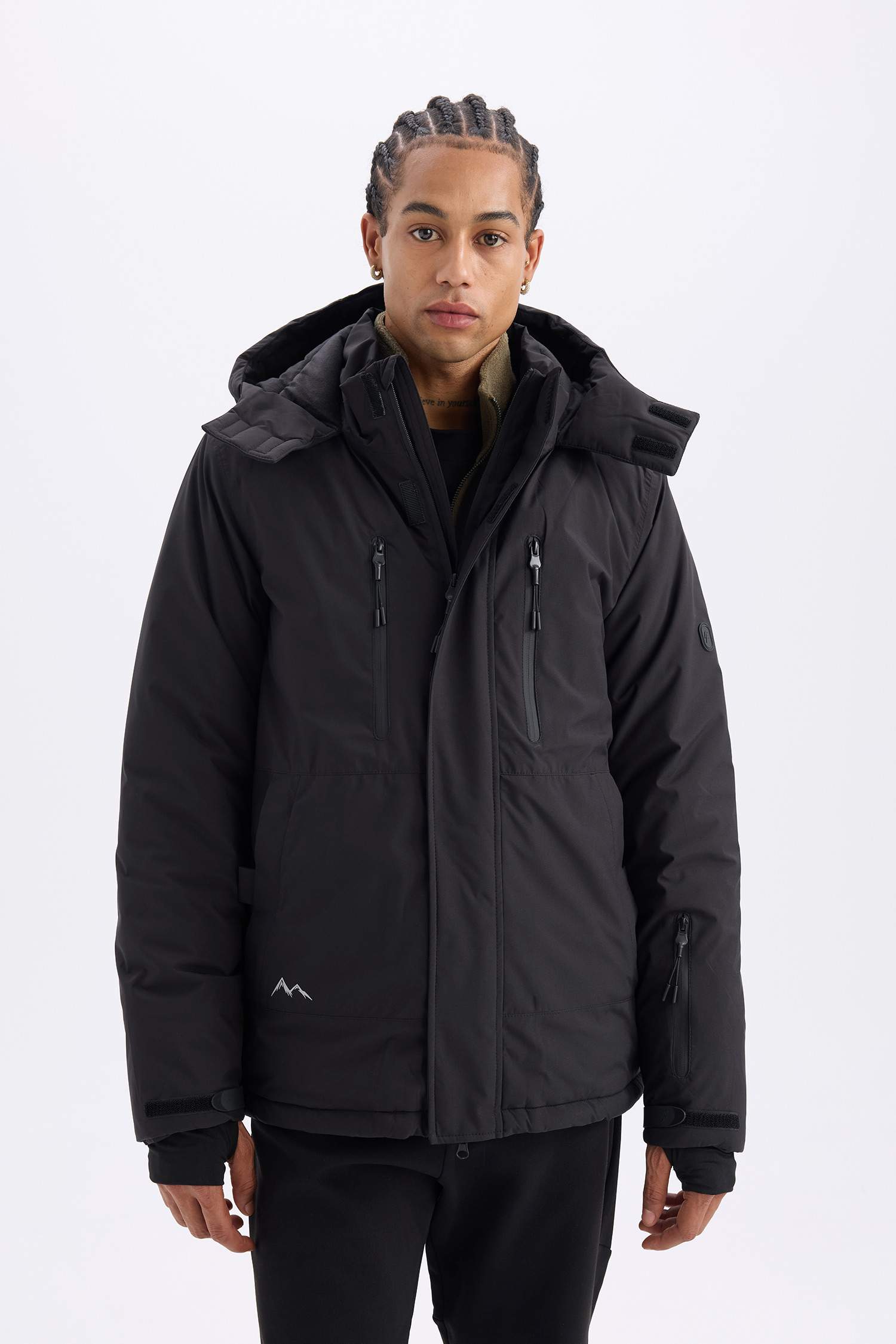 DeFactoFit Su İtici Rüzgar Geçirmez Kapüşonlu Polar Astarlı Ultra Korumalı Sıcak Tutan Kayak Montu