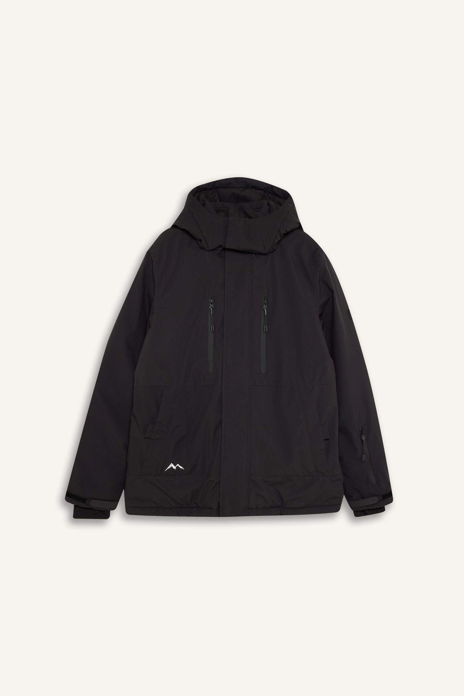 DeFactoFit Su İtici Rüzgar Geçirmez Kapüşonlu Polar Astarlı Ultra Korumalı Sıcak Tutan Kayak Montu