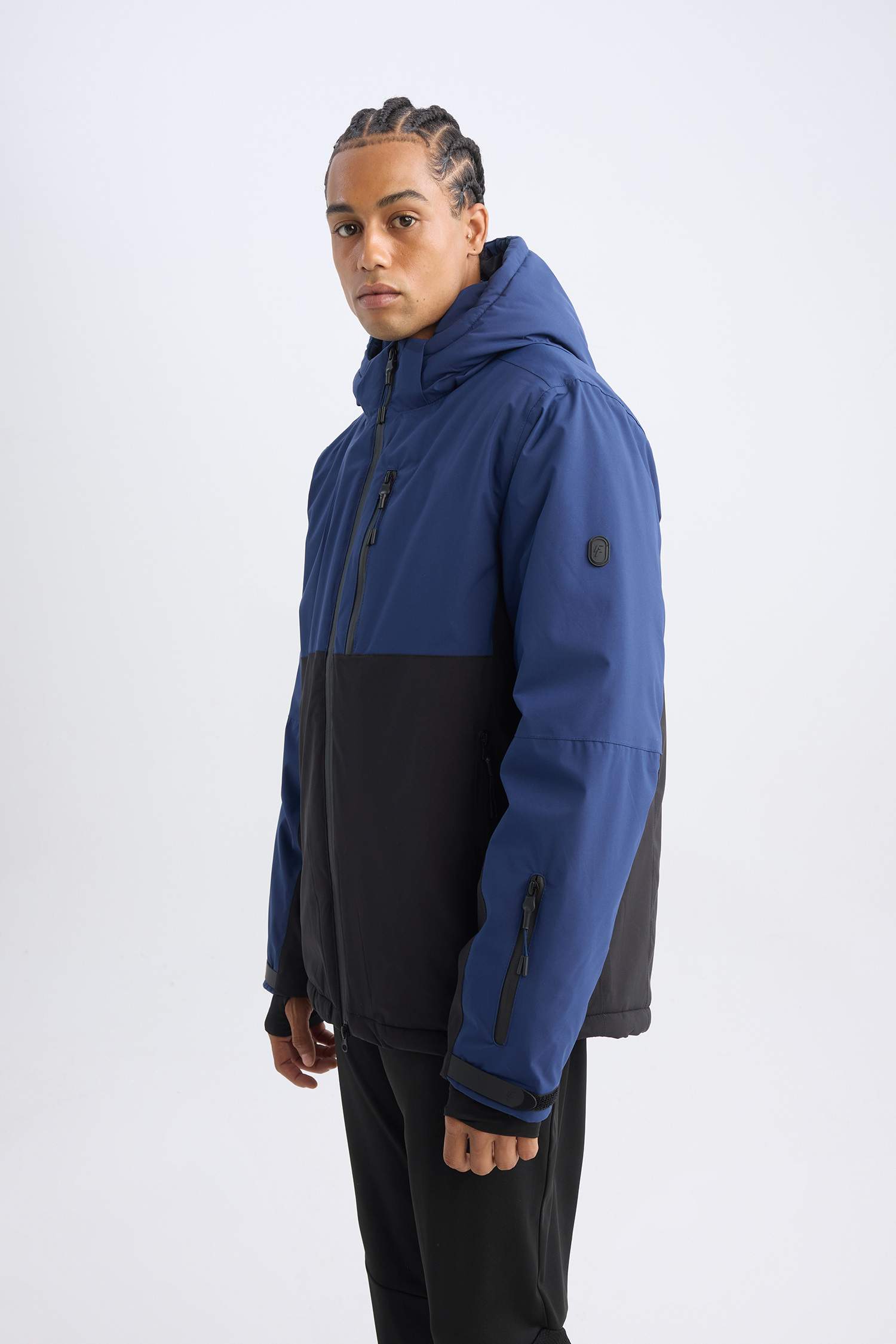 DeFactoFit Hooded Fleece Lined Zippered Waterproof Ski Jacket