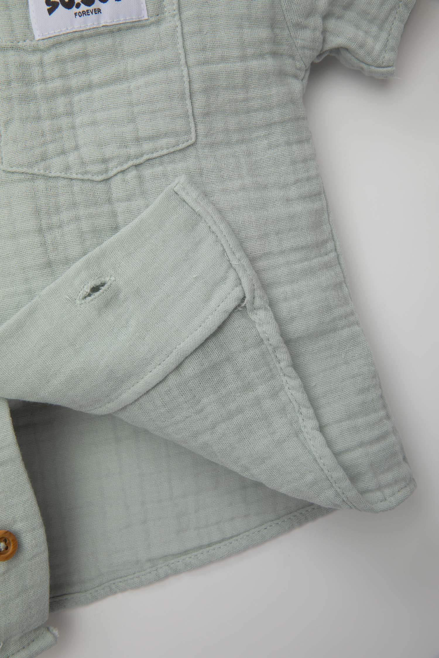 Erkek Bebek Apaş Yaka Müslin Kısa Kollu Gömlek