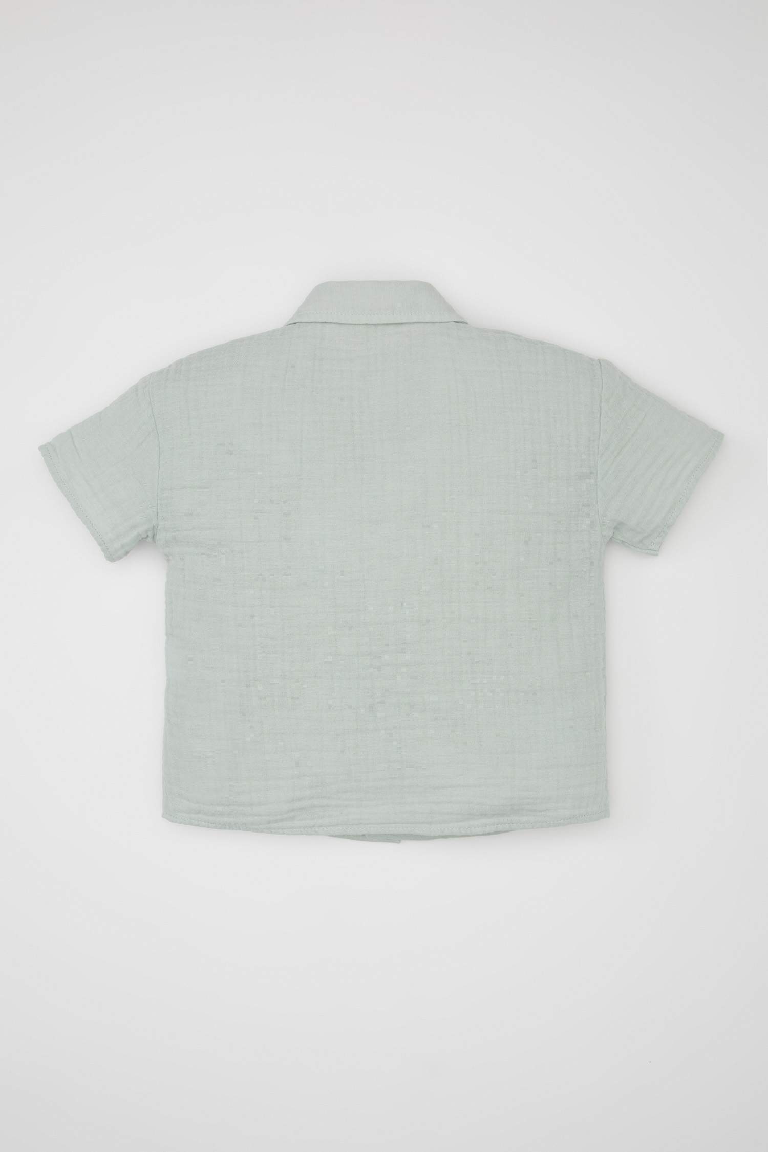 Erkek Bebek Apaş Yaka Müslin Kısa Kollu Gömlek