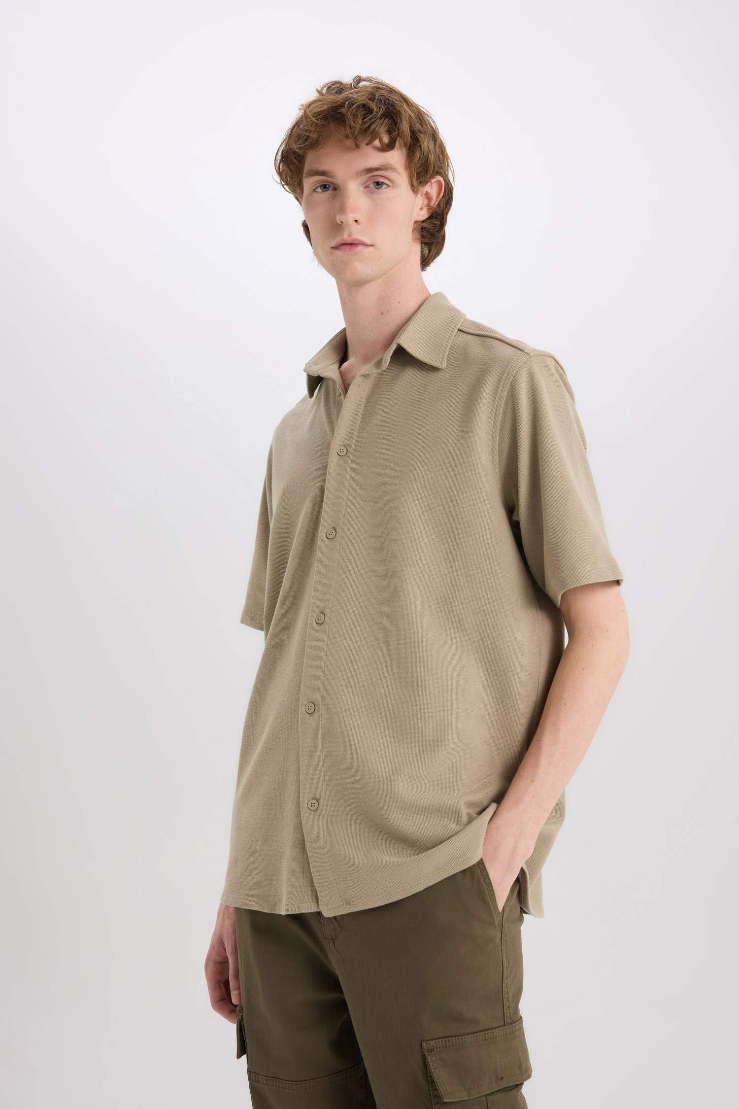 Chemise en coton à manches courtes Coupe régulière