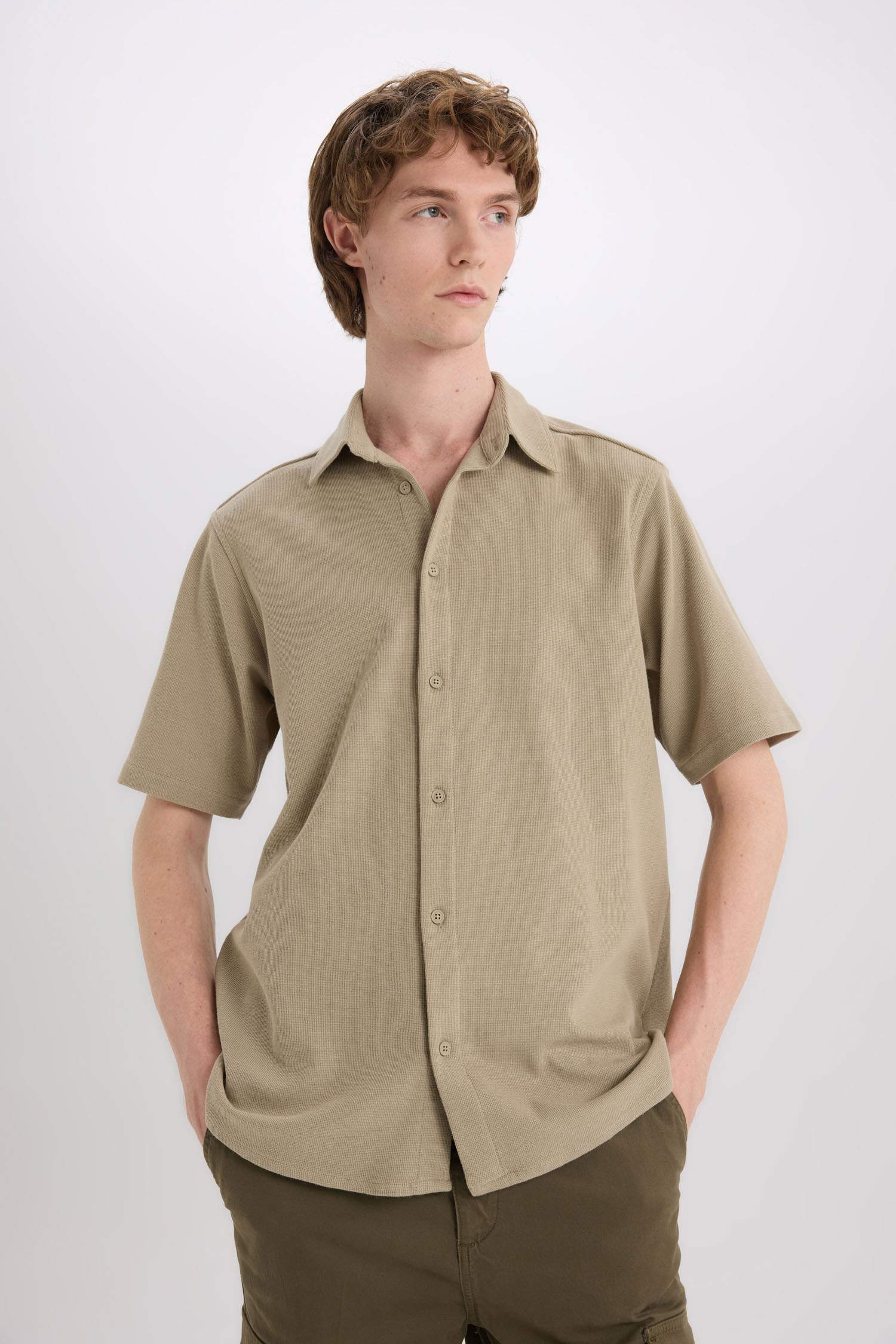 Chemise en coton à manches courtes Coupe régulière