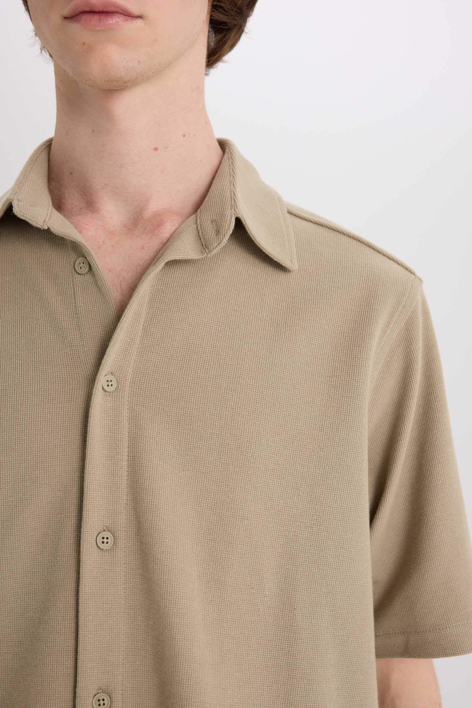 Chemise en coton à manches courtes Coupe régulière