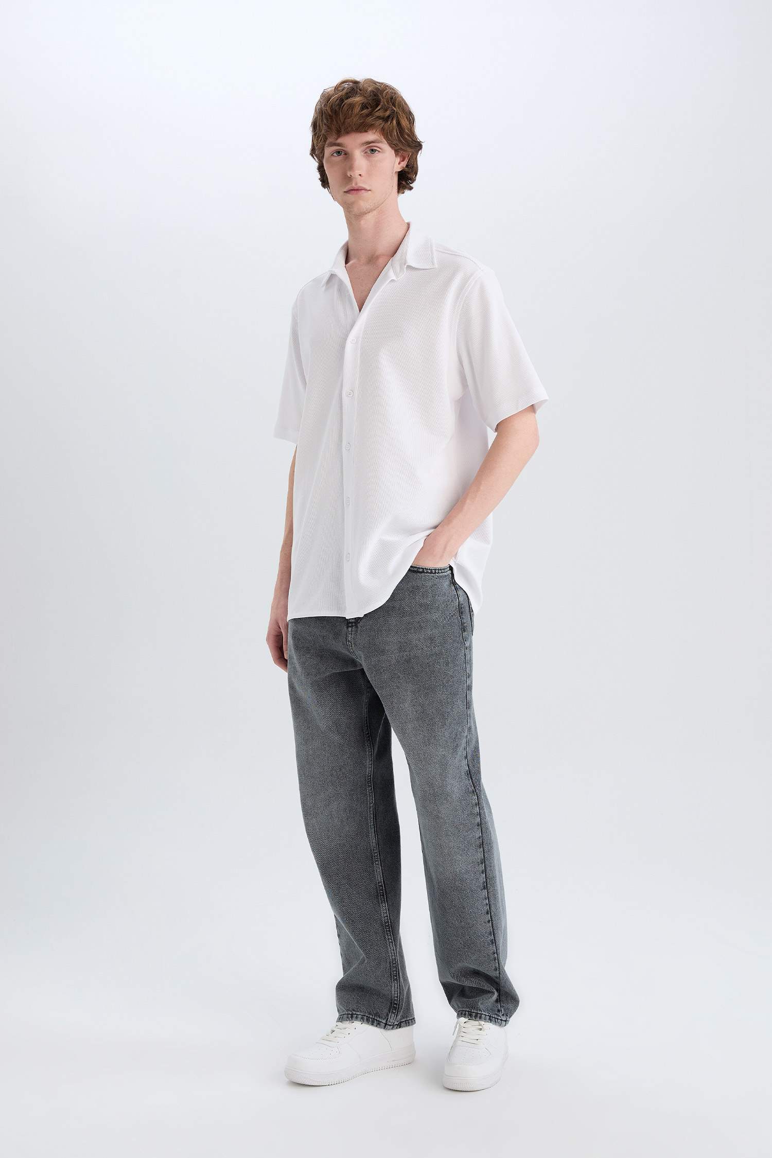 Chemise en coton à manches courtes Coupe régulière