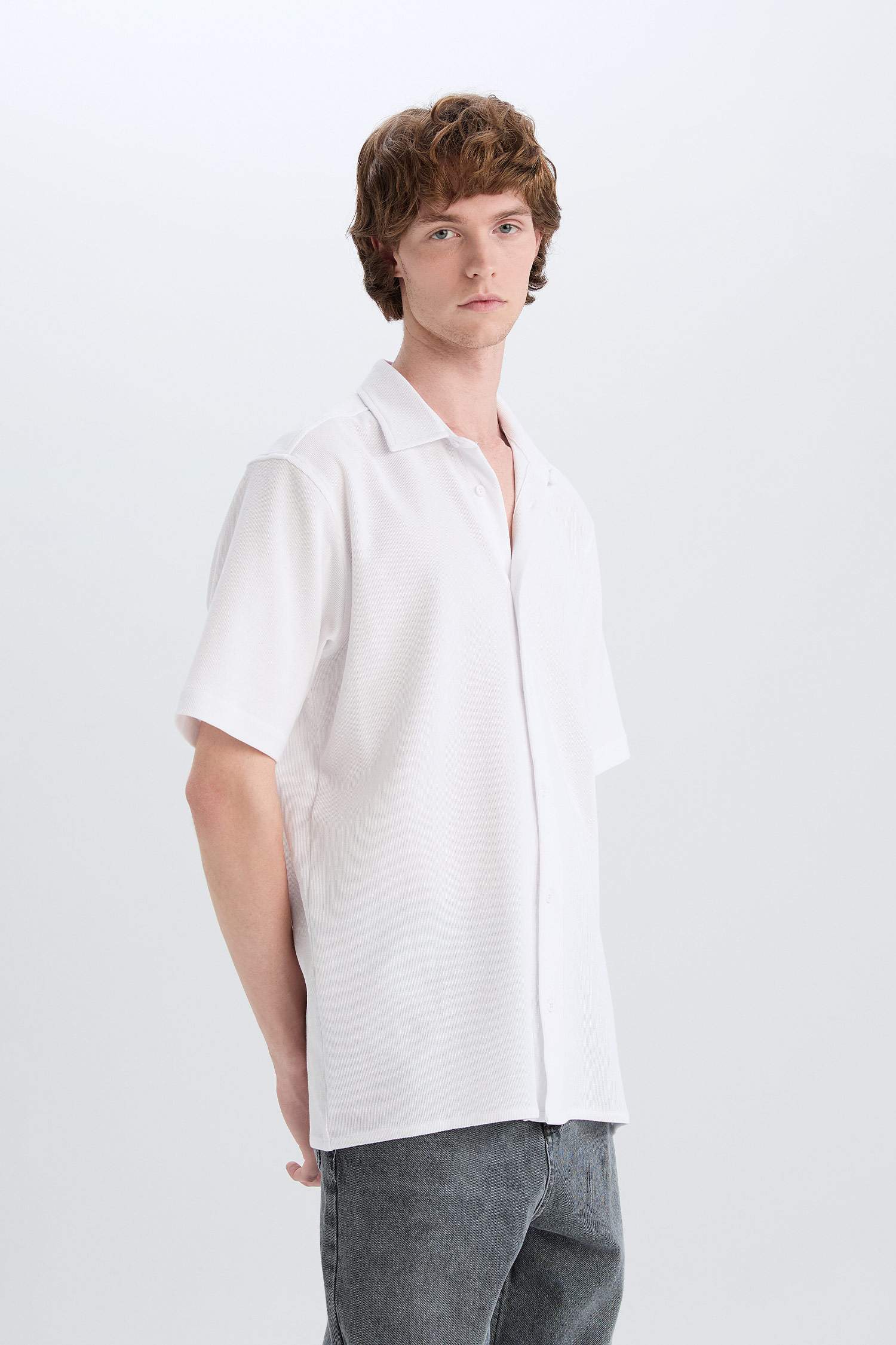 Chemise en coton à manches courtes Coupe régulière