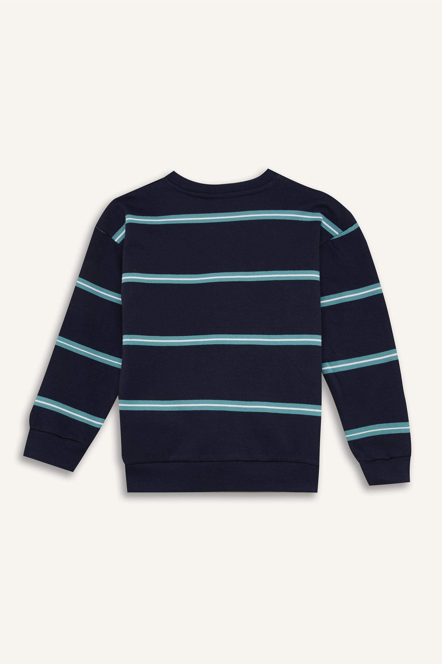 Erkek Çocuk Oversize Geniş Kalıp Bisiklet Yaka Baskılı Sweatshirt