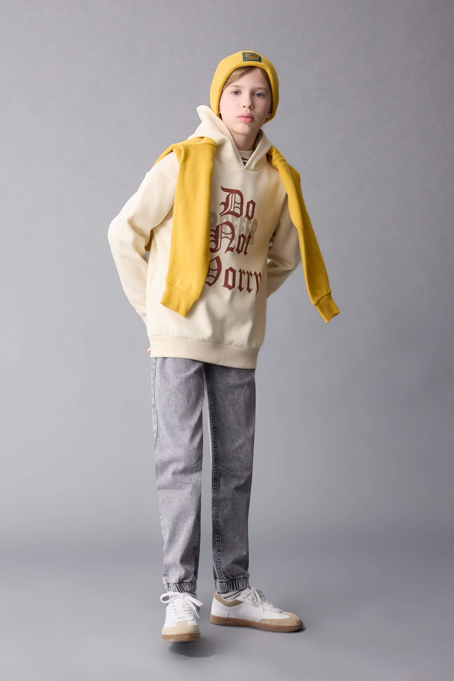 Erkek Çocuk Oversize Geniş Kalıp Kapüşonlu Baskılı Sweatshirt