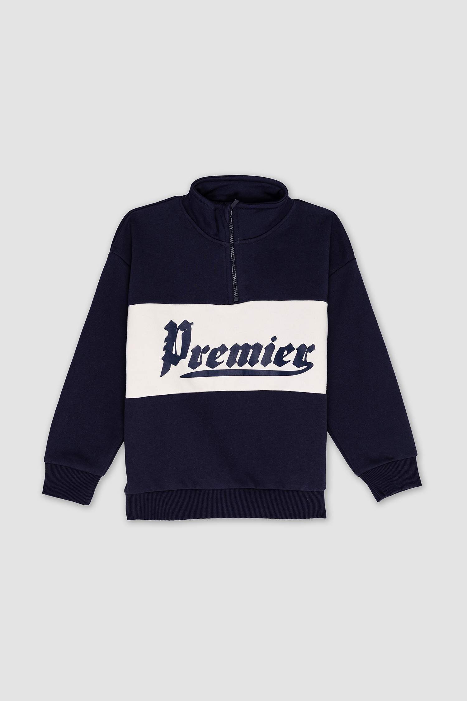 Erkek Çocuk Oversize Geniş Kalıp Yarım Fermuarlı Baskılı Sweatshirt