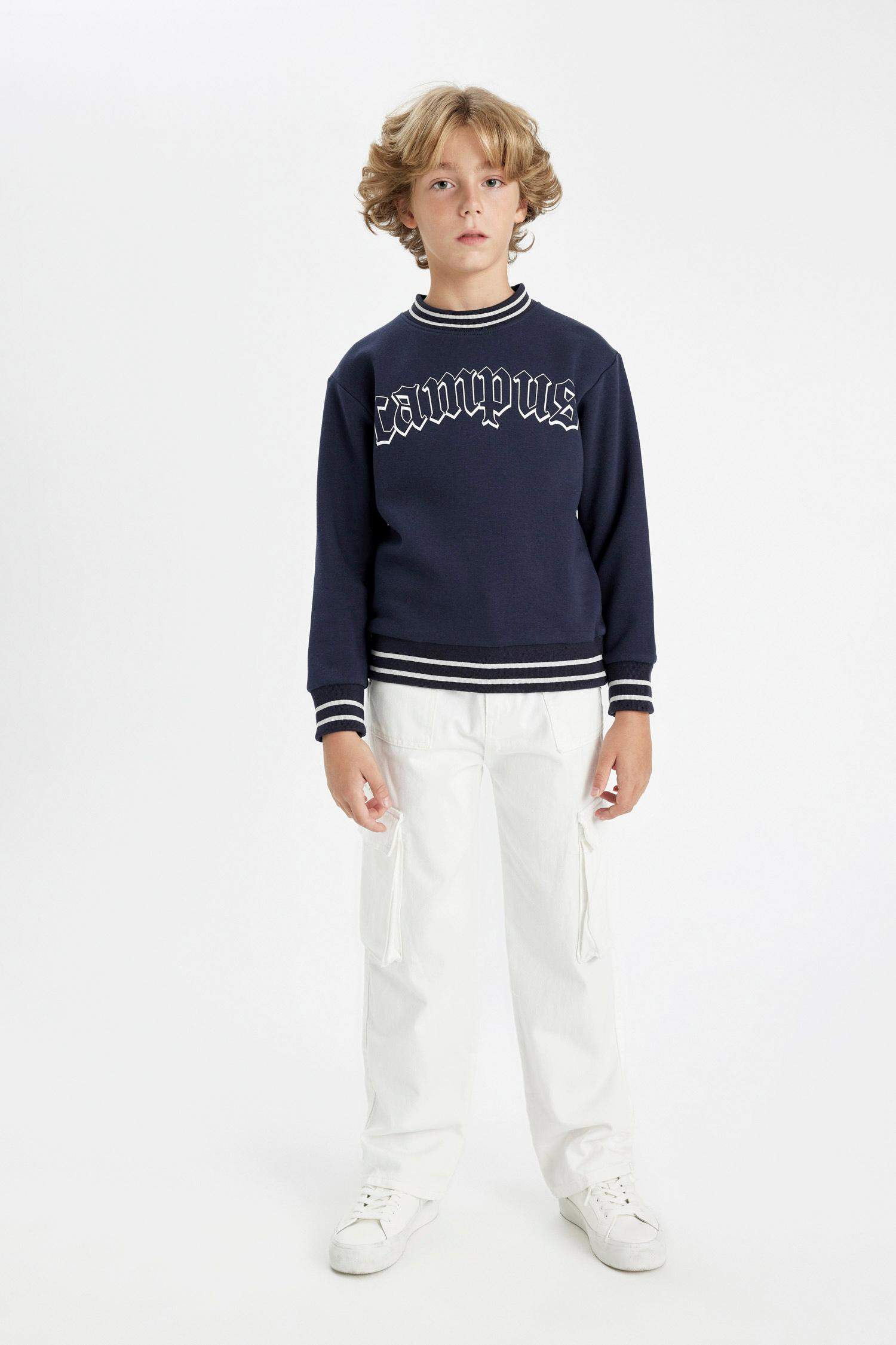 Sweat-Shirt Oversize imprimé en tissu épais à col rond