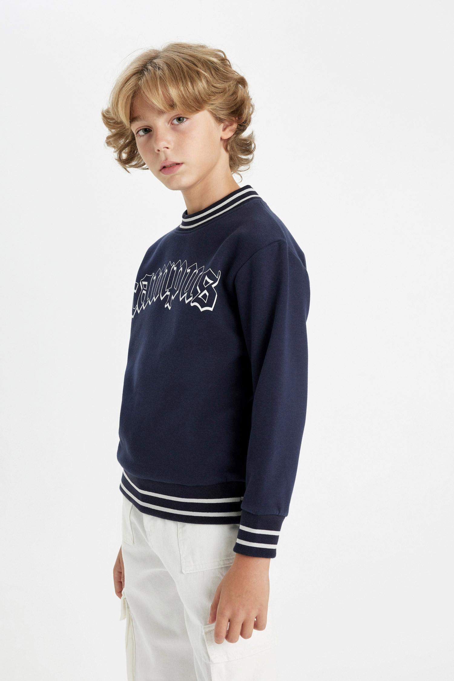 Sweat-Shirt Oversize imprimé en tissu épais à col rond