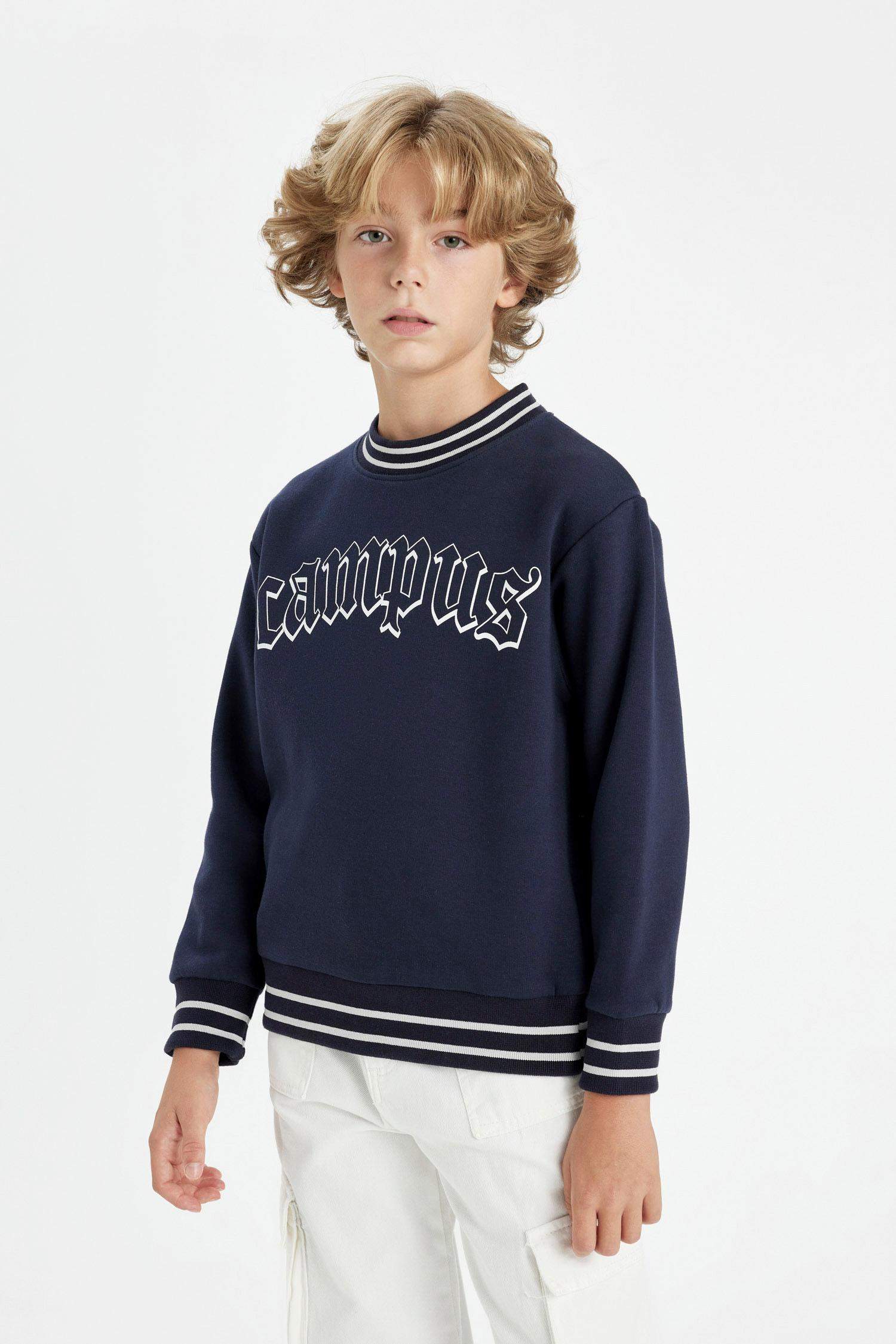 Sweat-Shirt Oversize imprimé en tissu épais à col rond