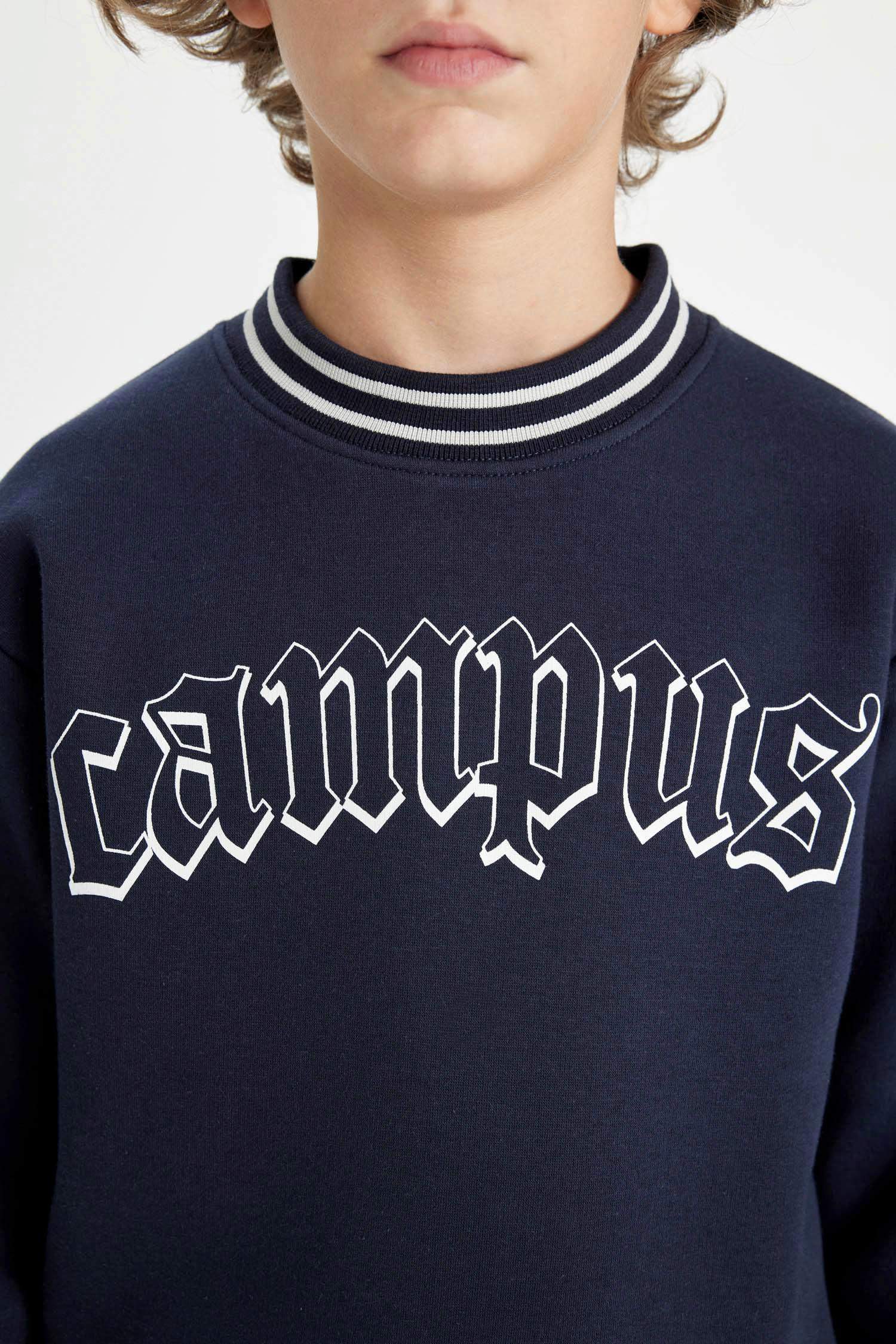 Sweat-Shirt Oversize imprimé en tissu épais à col rond