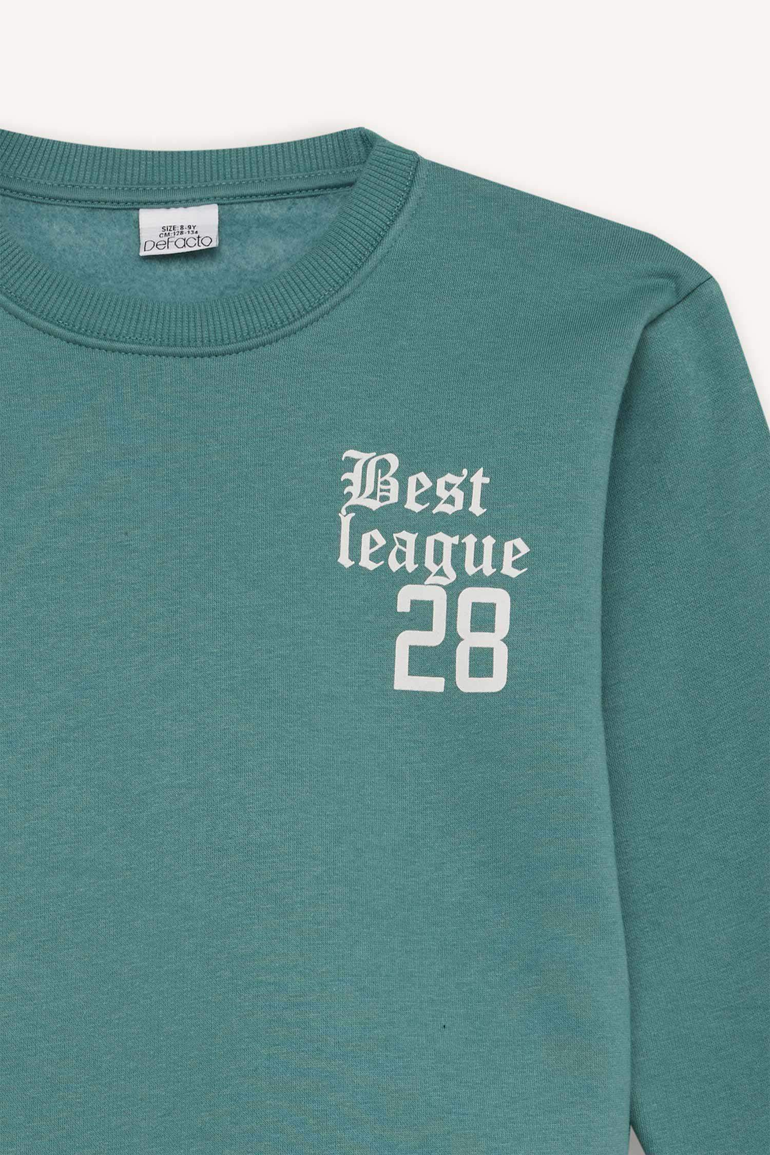 Boy Oversize Fit Crew Neck Back Printed Thick Sweatshirt