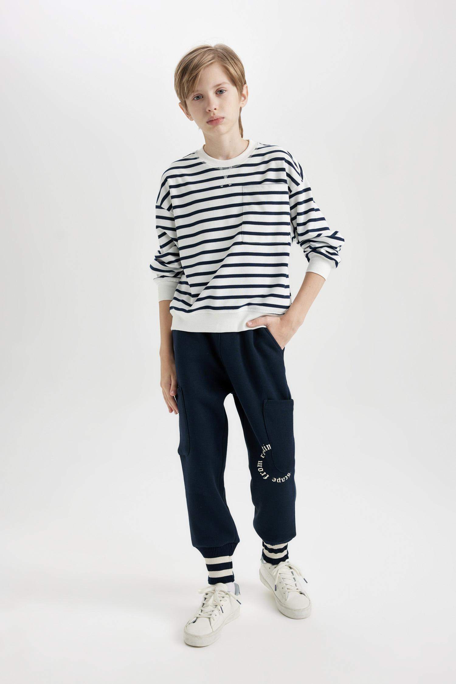 Boy Blue Regular Fit Elastic Waist Leg Printed Sweatpants