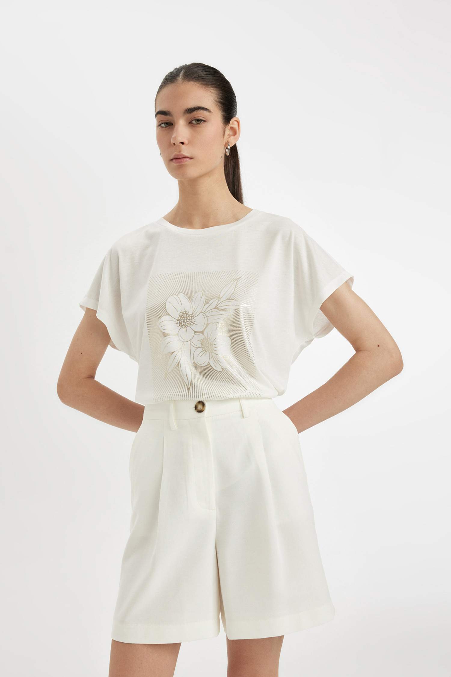 Crew Neck Floral Short Sleeve T-Shirt