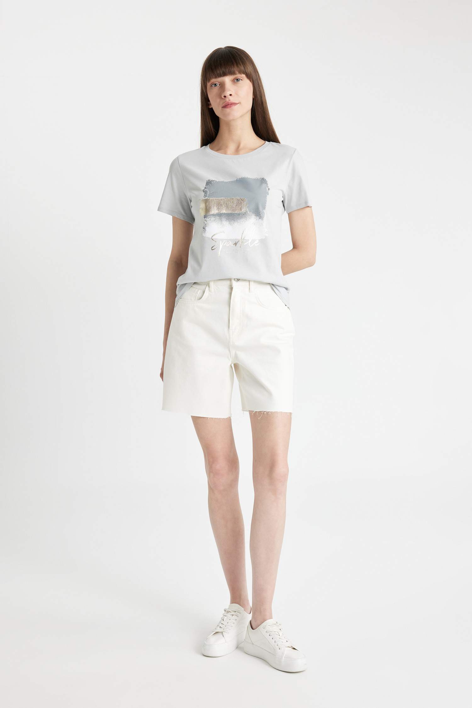 Regular Fit Crew Neck Printed Cotton Short Sleeve T-Shirt