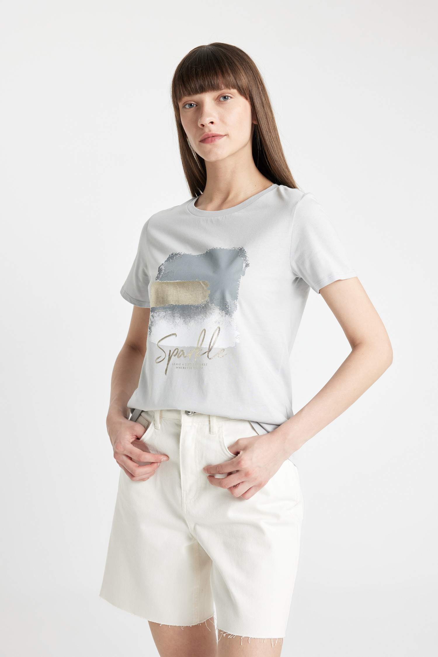 Regular Fit Crew Neck Printed Cotton Short Sleeve T-Shirt