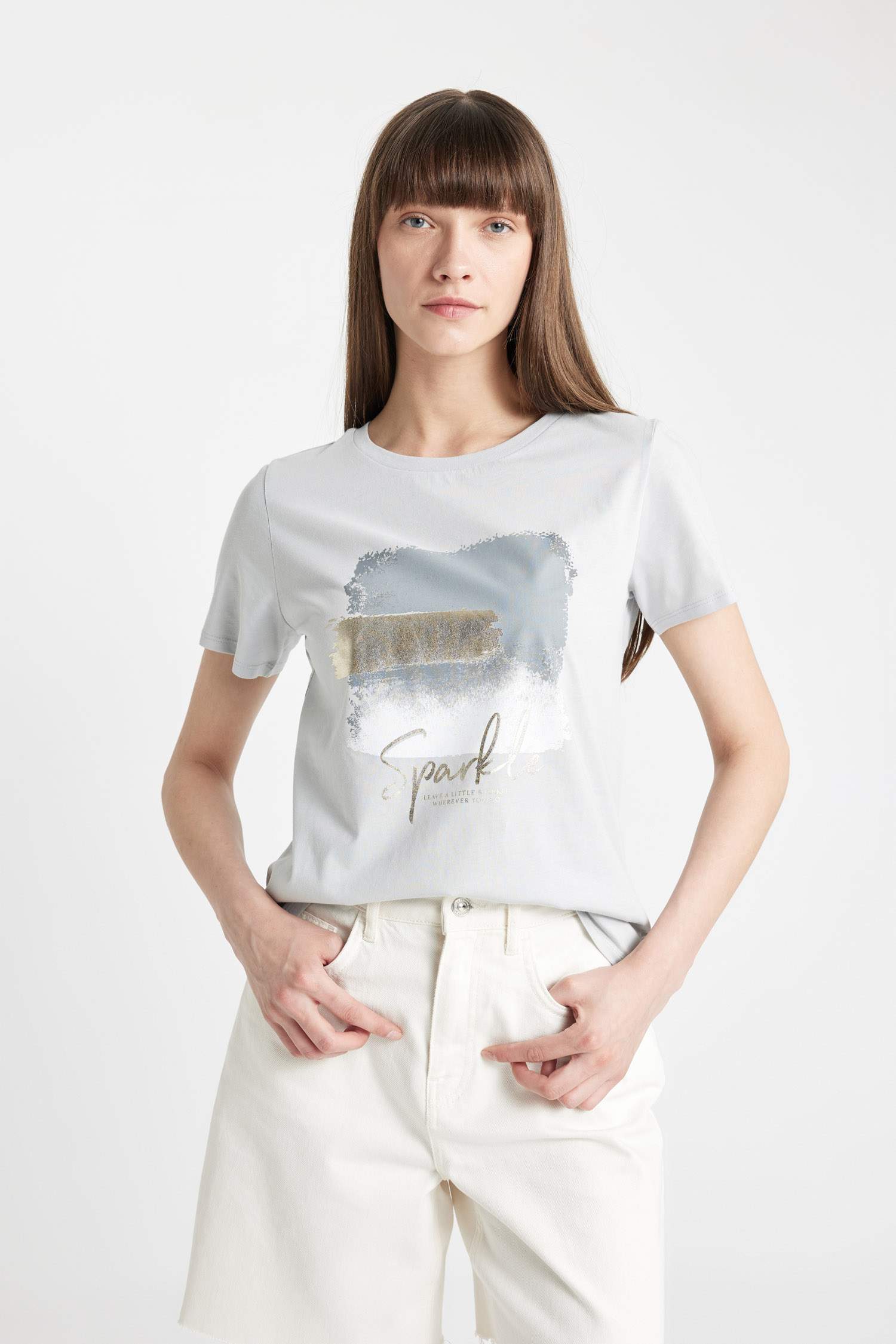 Regular Fit Crew Neck Printed Cotton Short Sleeve T-Shirt