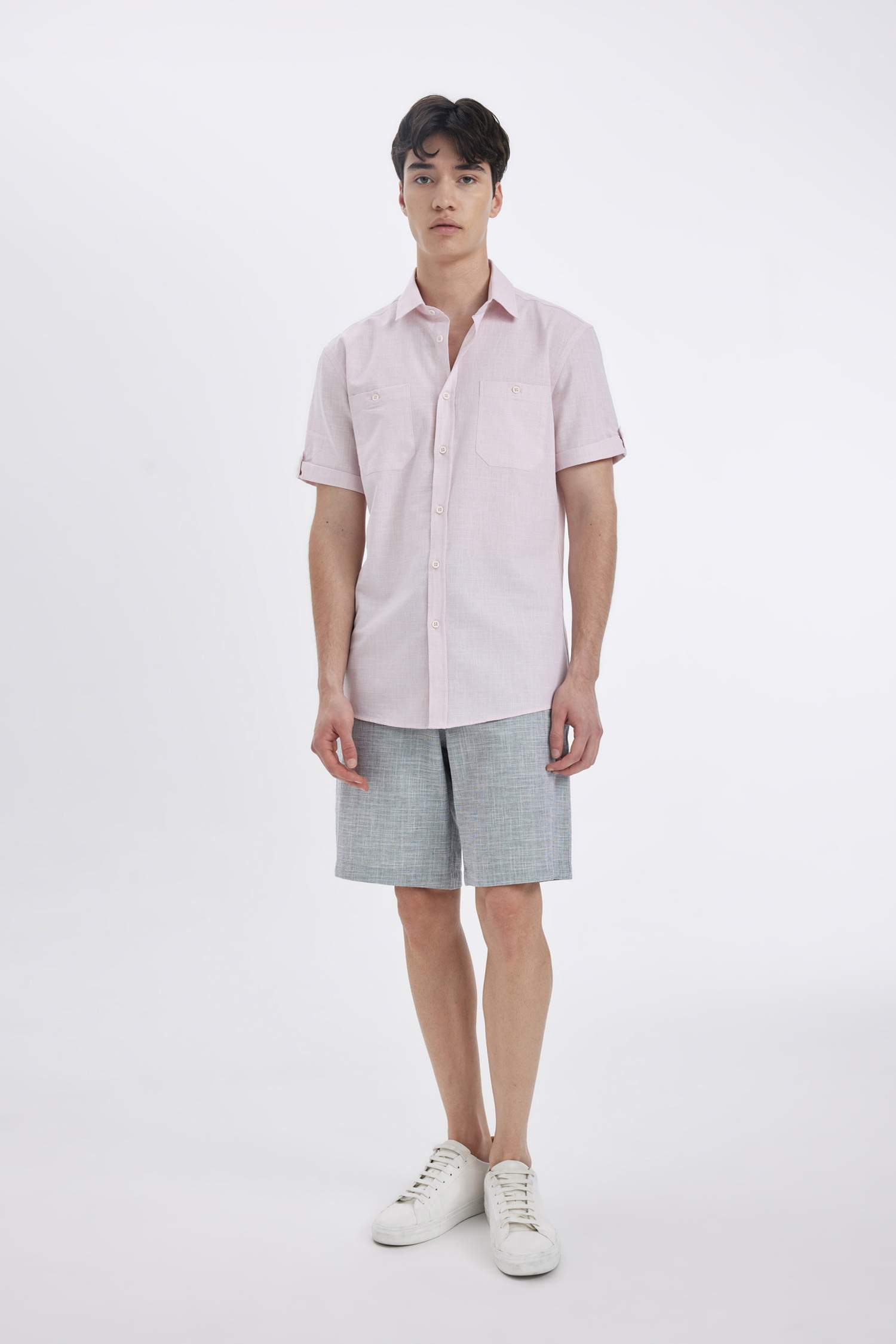 Short Bermuda Cargo en Coton coupe régulière à Jambe Droite