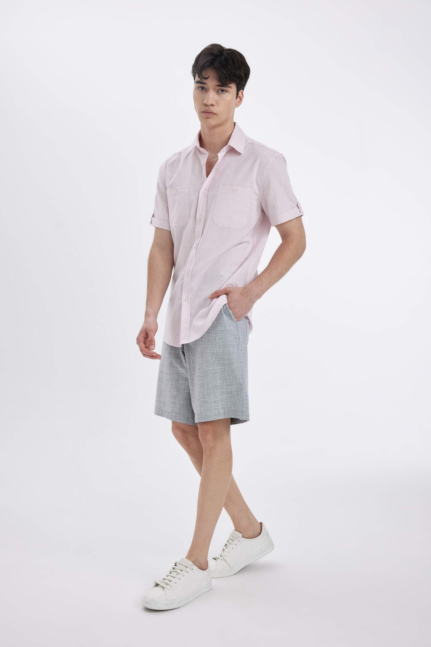 Short Bermuda Cargo en Coton coupe régulière à Jambe Droite