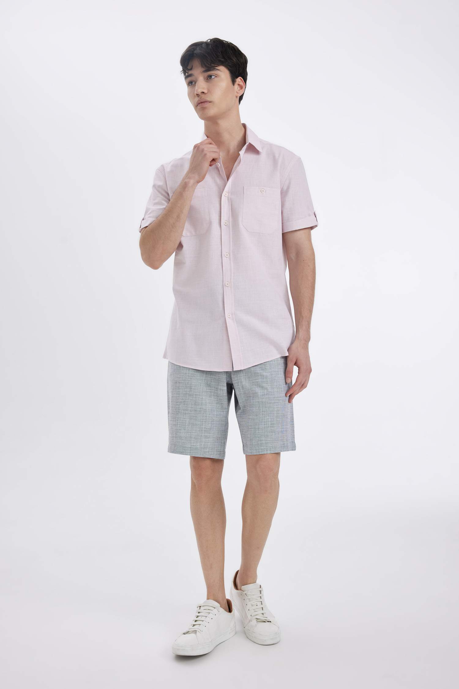 Short Bermuda Cargo en Coton coupe régulière à Jambe Droite