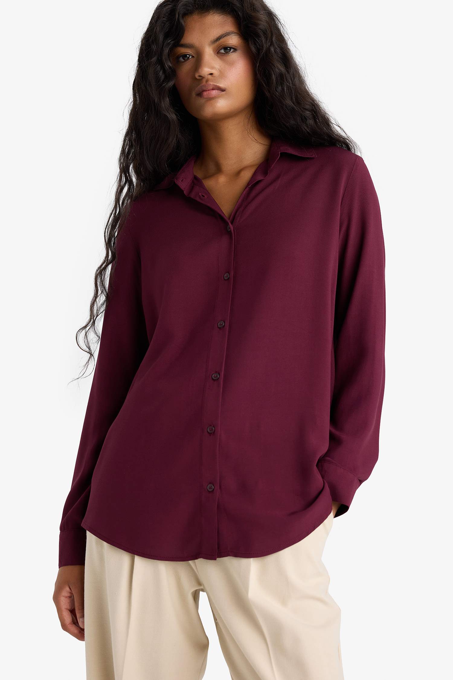 Regular Fit Shirt Collar Long Sleeve Shirt