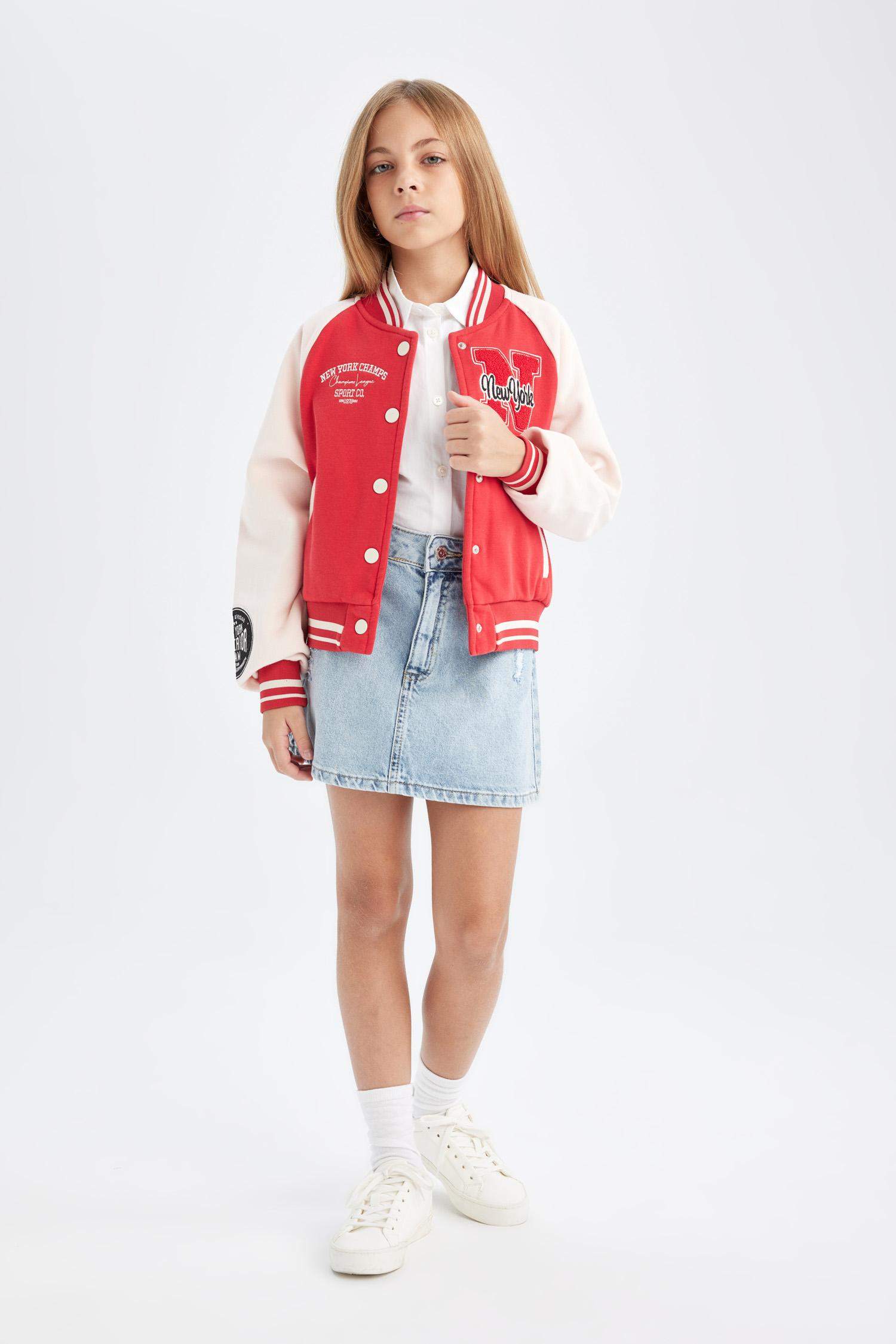 Бомбер с принтом для девочек