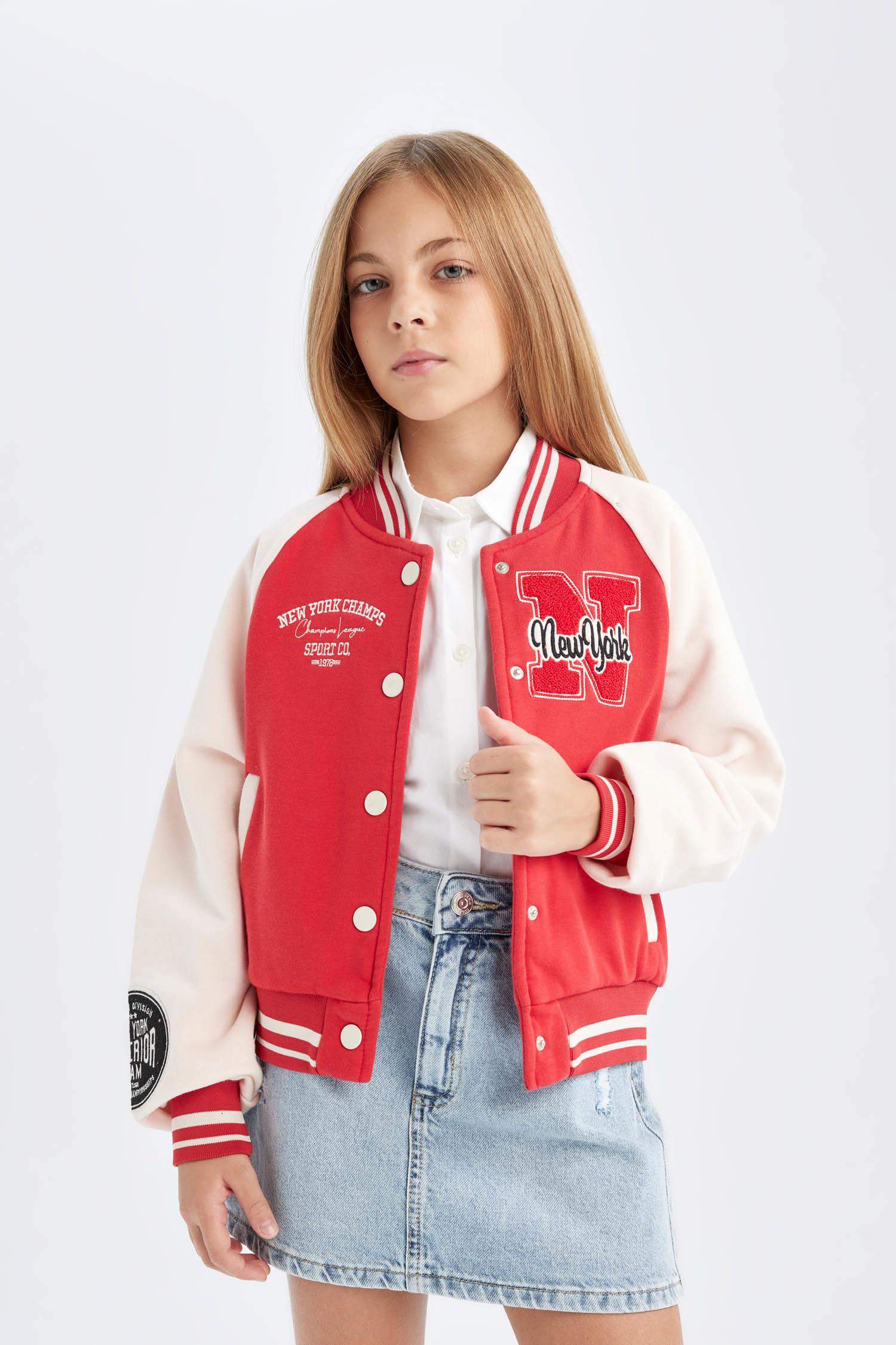 Бомбер с принтом для девочек