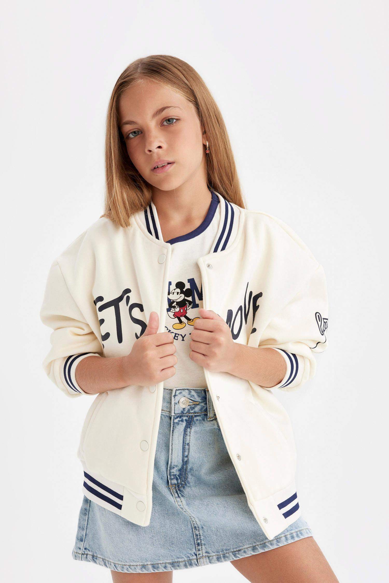 Бомбер с принтом для девочек