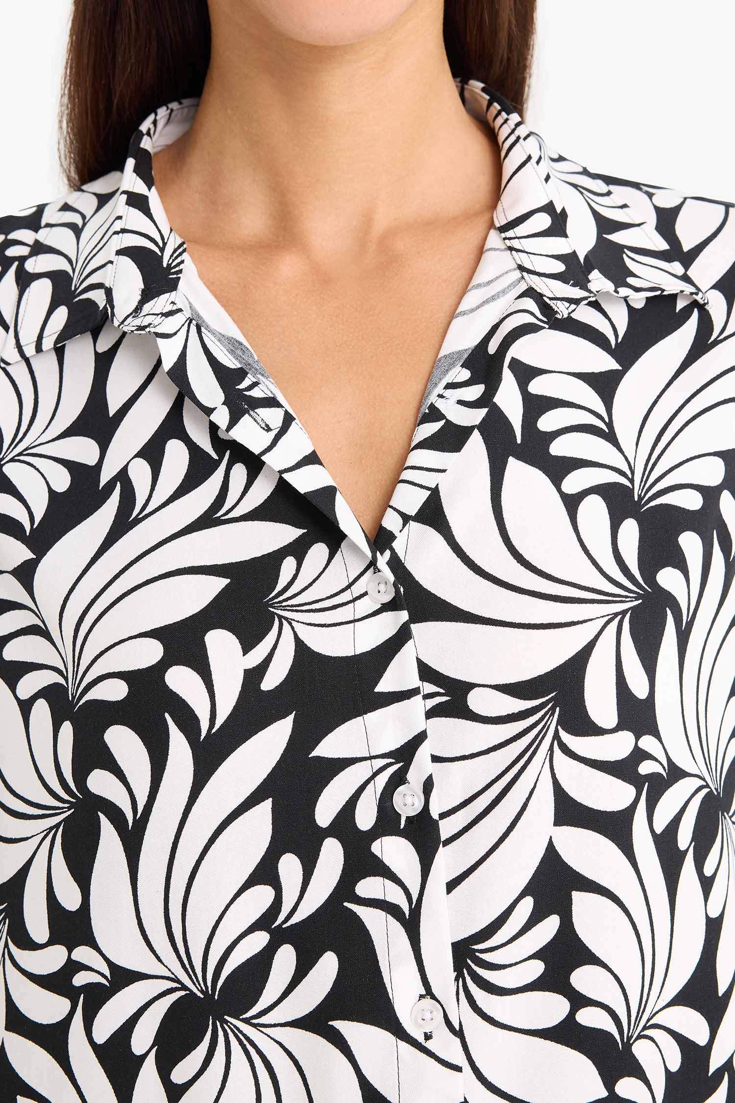 Regular Fit Shirt Collar Printed Long Sleeve Shirt