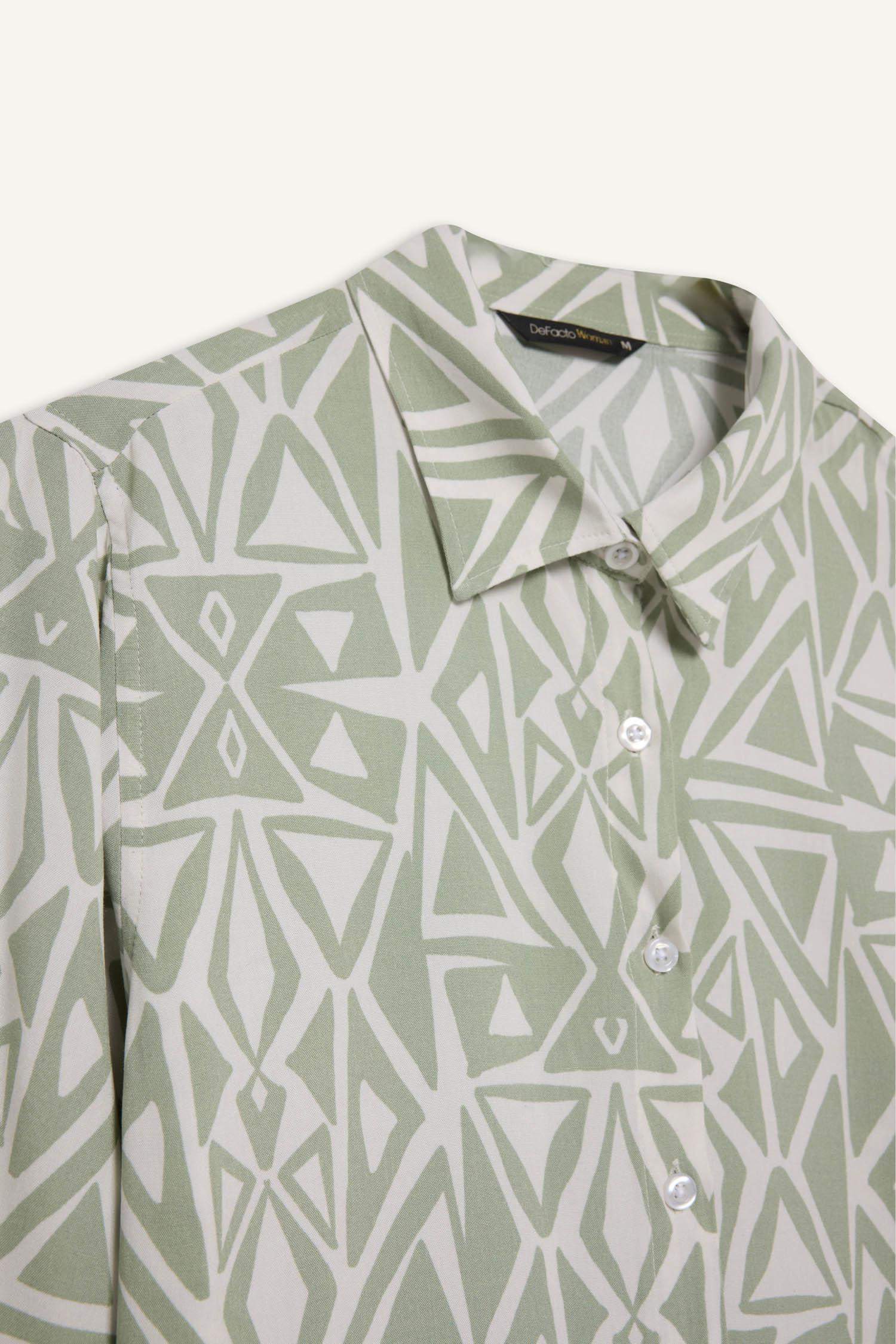 Regular Fit Shirt Collar Printed Long Sleeve Shirt