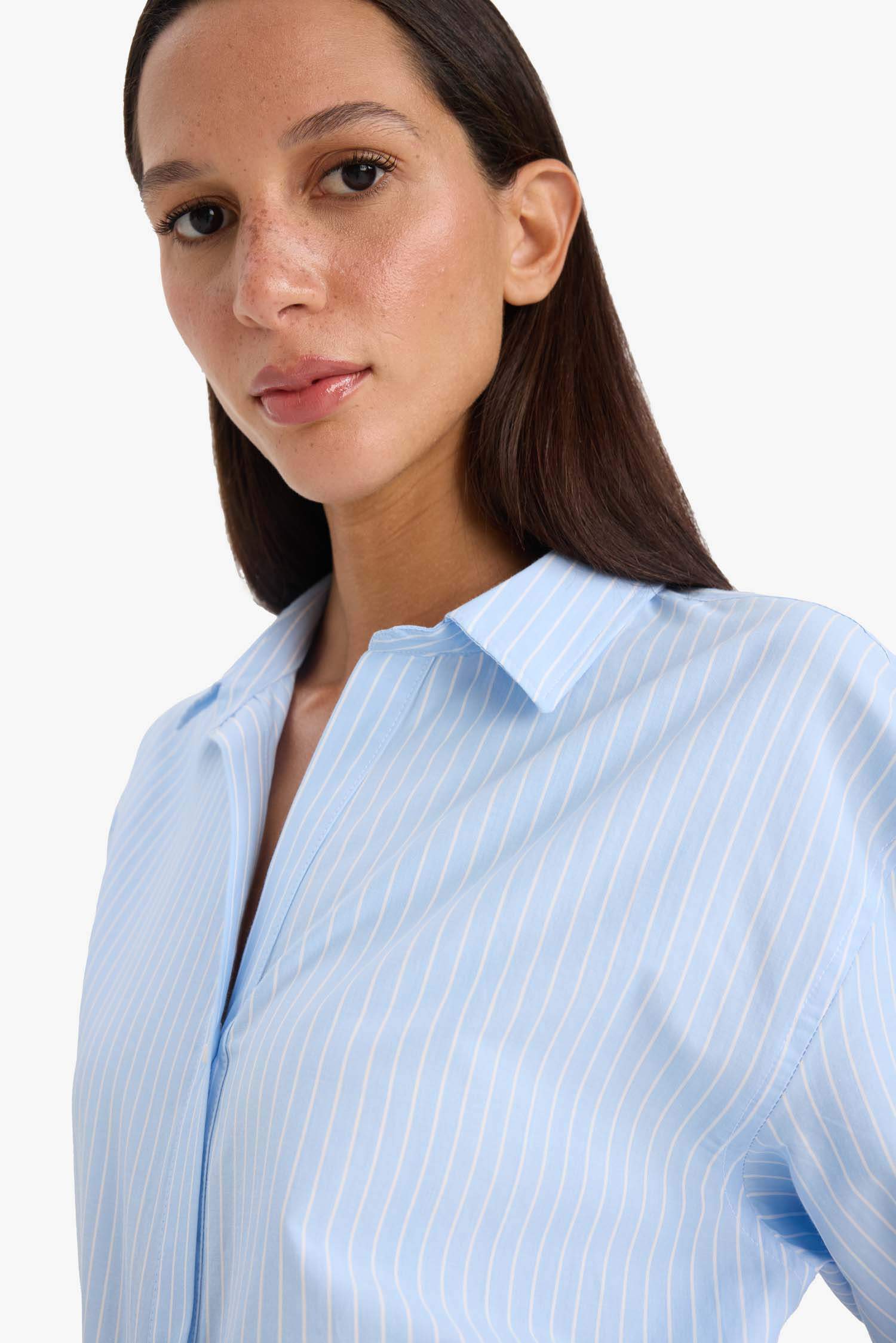 Oversize Fit Shirt Collar Poplin Long Sleeve Shirt