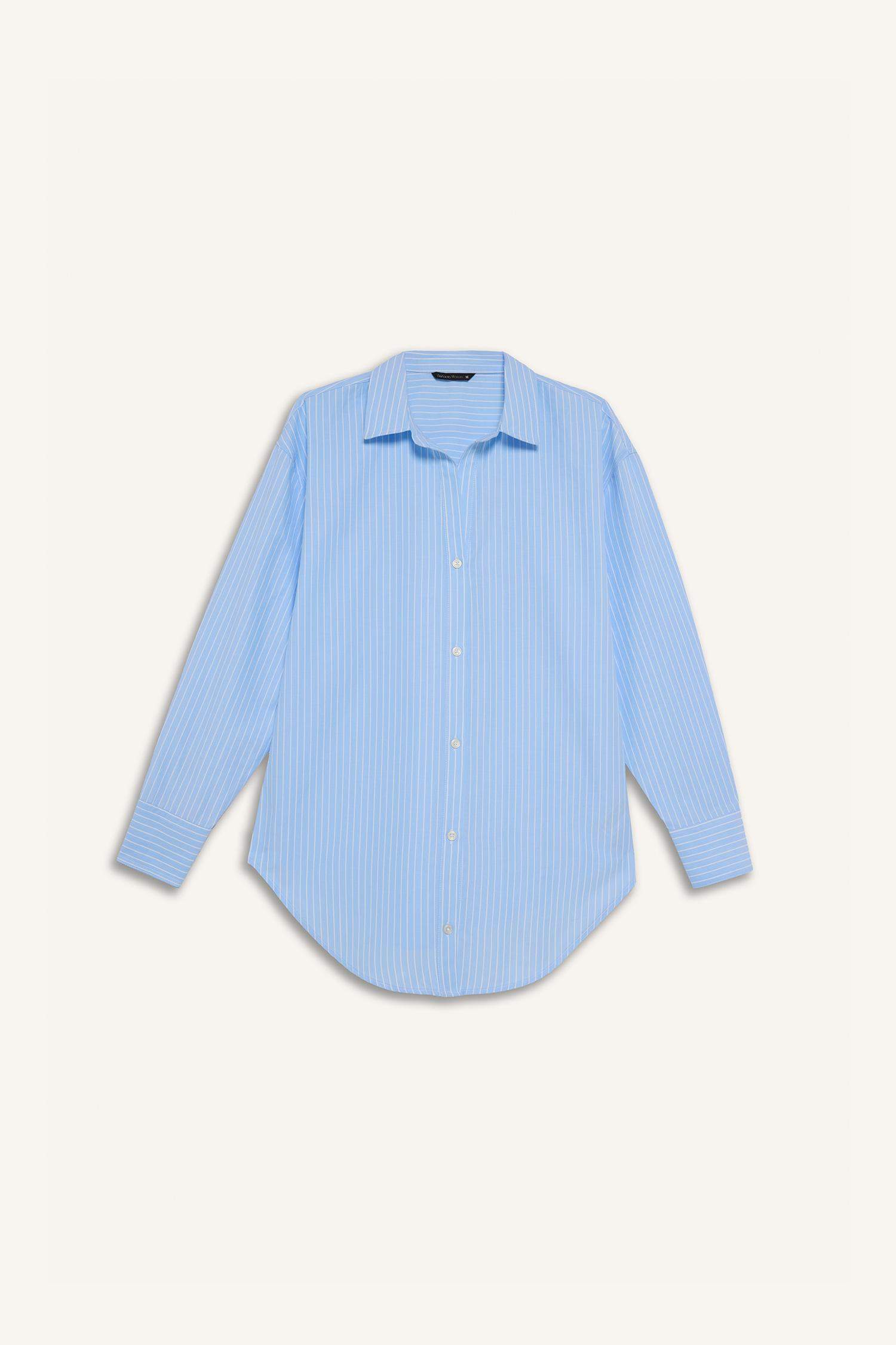 Oversize Fit Shirt Collar Poplin Long Sleeve Shirt