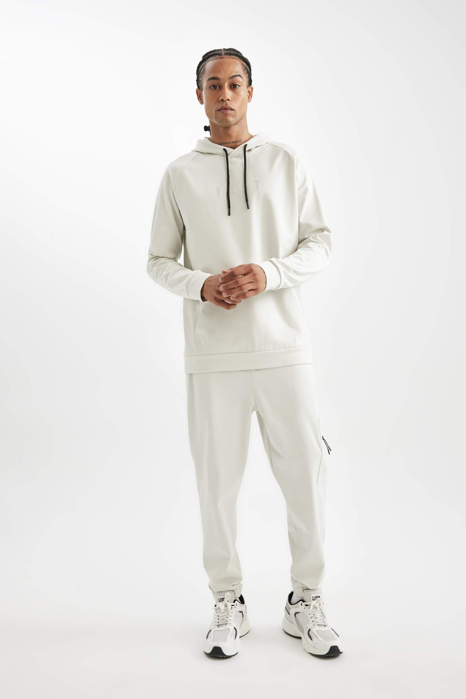 DeFactoFit Standart Fit Kapüşonlu Cepli Skuba Dalgıç Kumaş Sporcu Sweatshirt