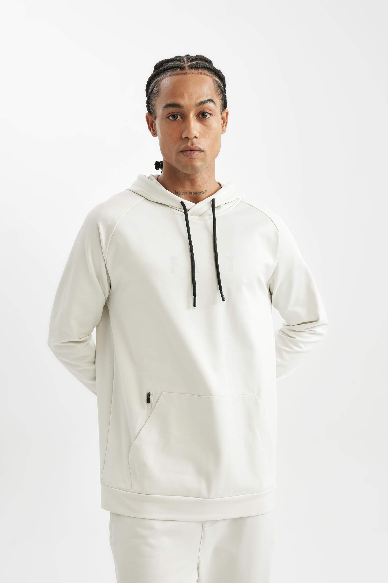 DeFactoFit Standart Fit Kapüşonlu Cepli Skuba Dalgıç Kumaş Sporcu Sweatshirt