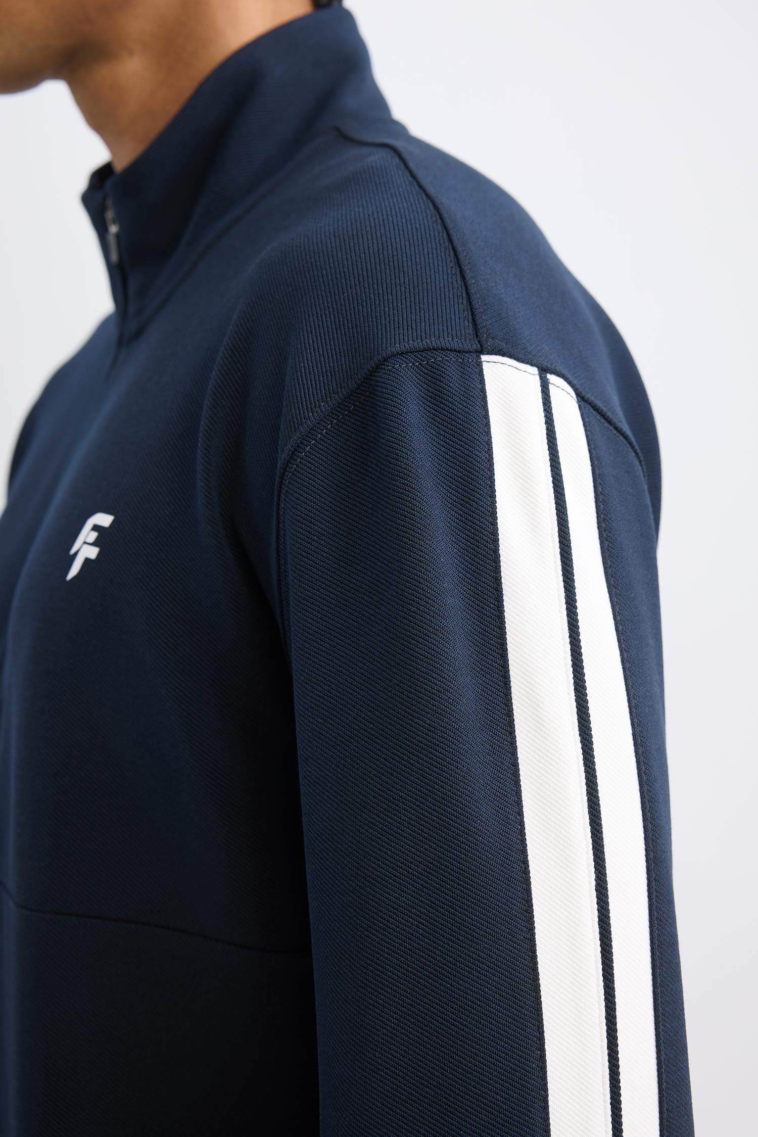 Lacivert DeFactoFit Standart Fit Dik Yaka Yarım Fermuarlı Sporcu Sweatshirt