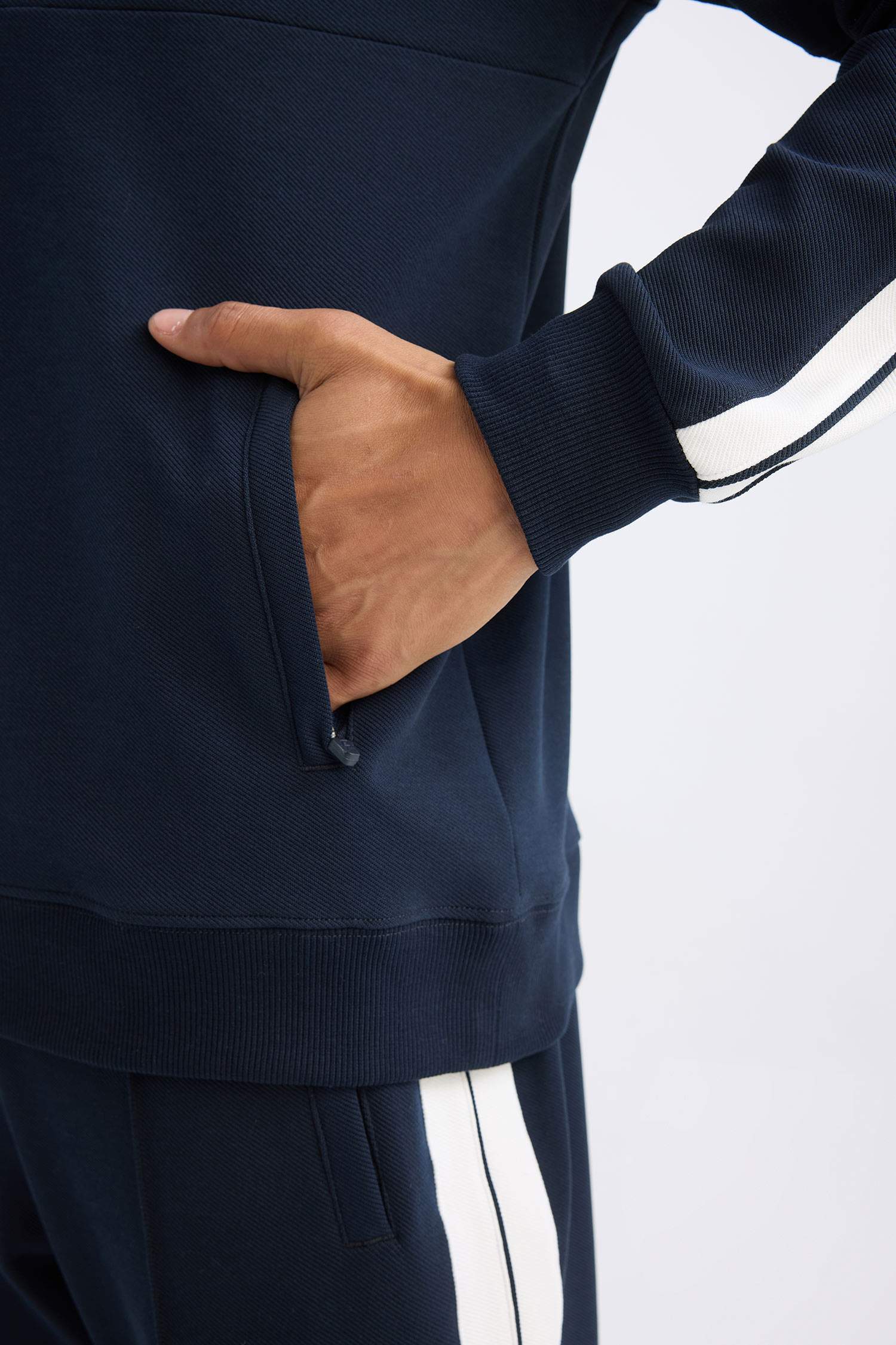 Lacivert DeFactoFit Standart Fit Dik Yaka Yarım Fermuarlı Sporcu Sweatshirt