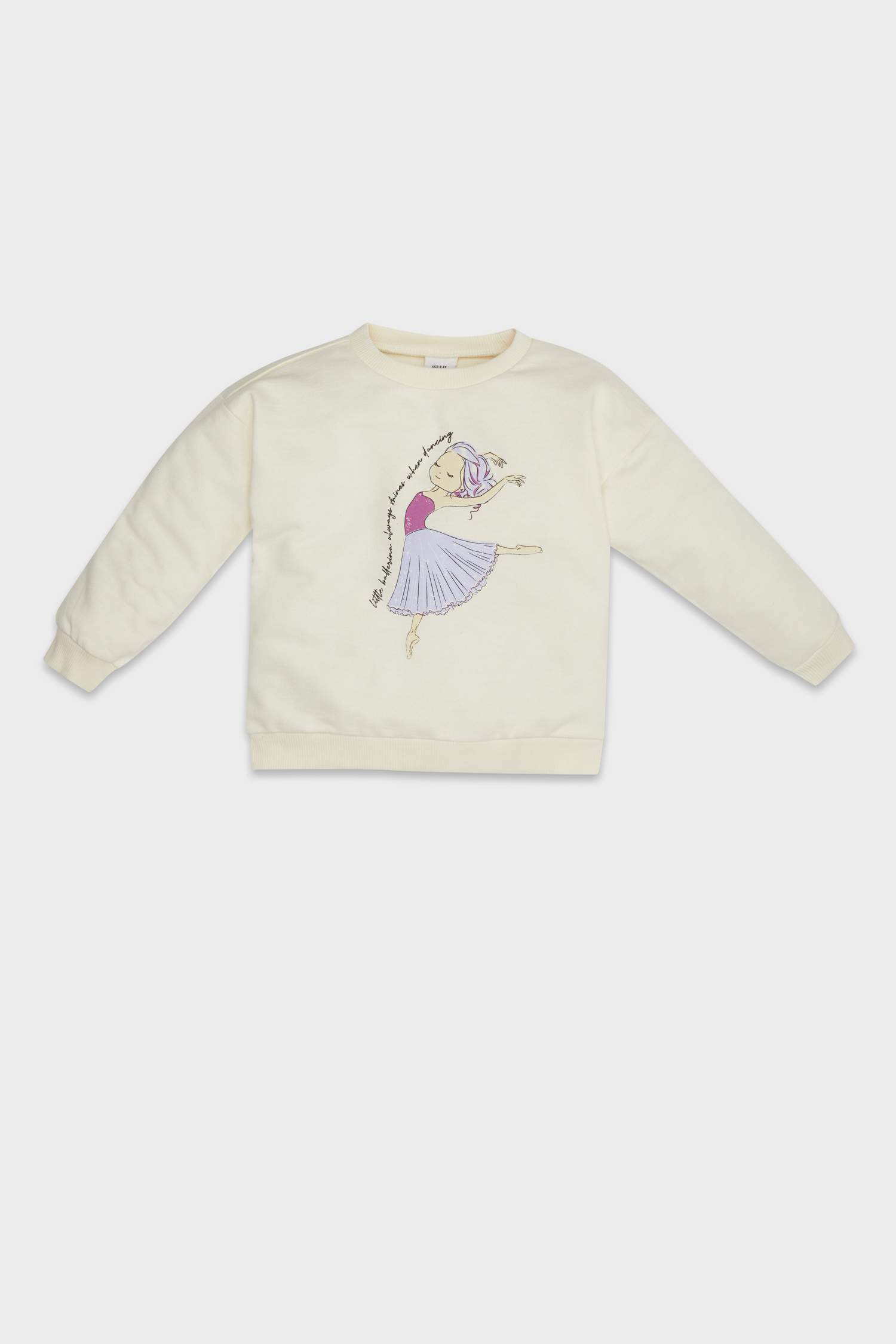 Kız Bebek Bisiklet Yaka Balerin Baskılı Sweatshirt