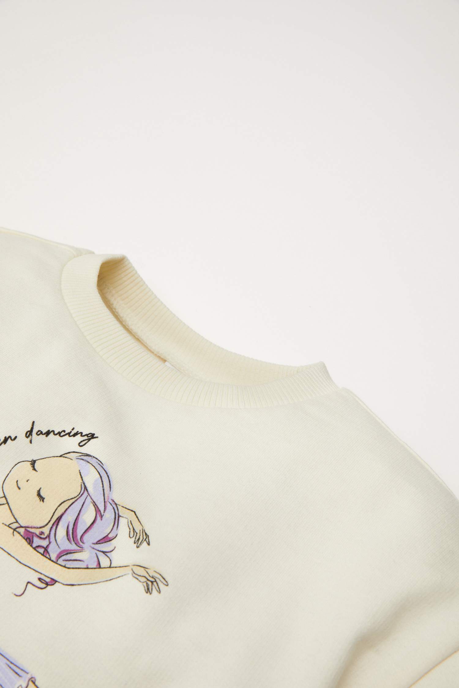 Kız Bebek Bisiklet Yaka Balerin Baskılı Sweatshirt