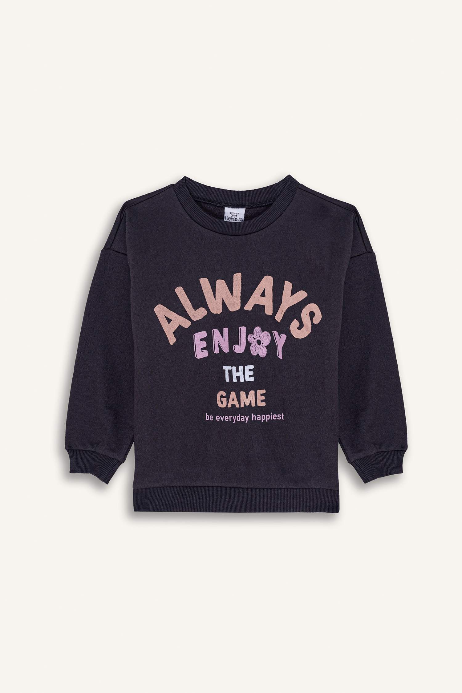 Baby Girl Regular Fit Crew Neck Slogan Printed Thin Fabric Sweatshirt
