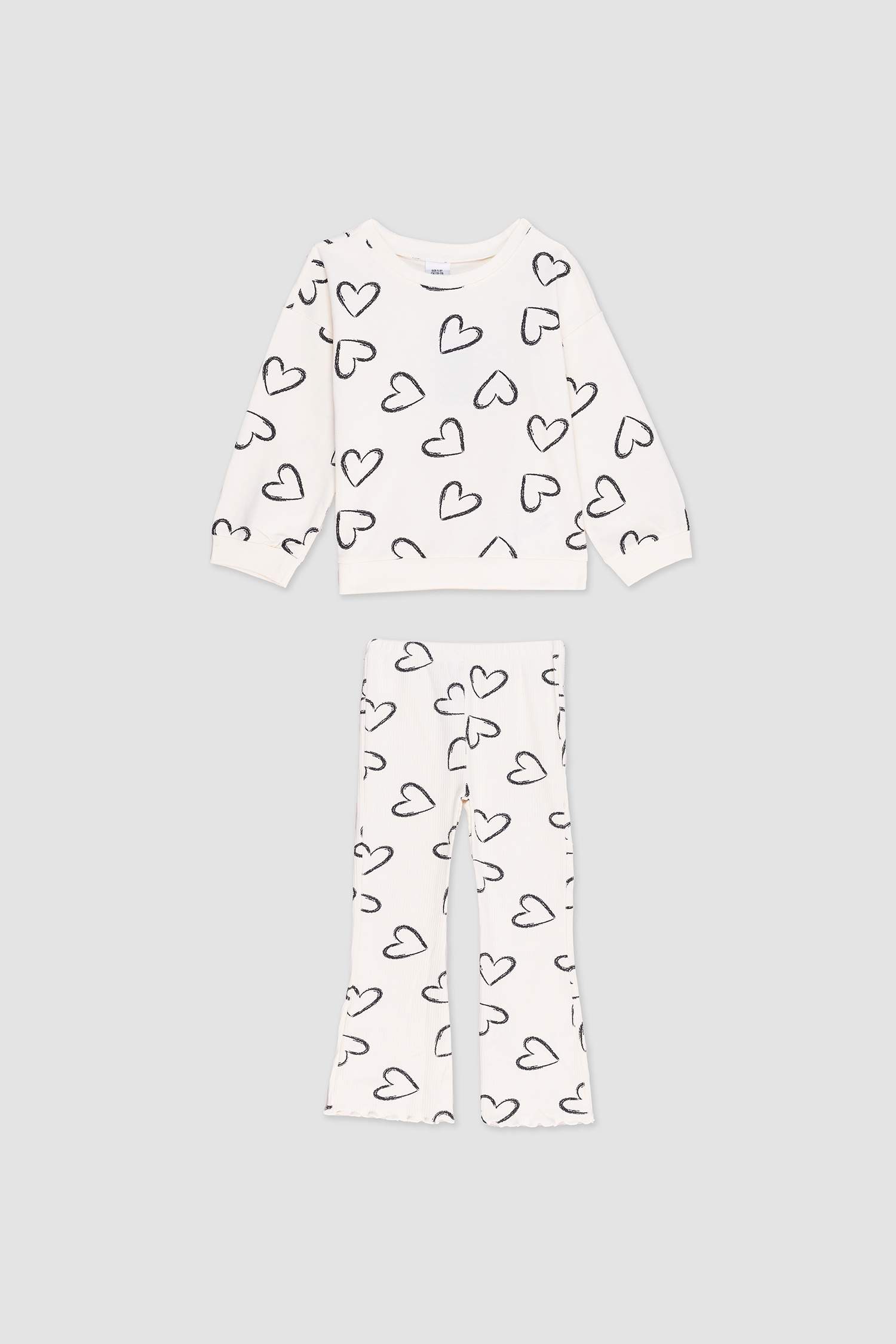 Baby Girl Heart Patterned 2 Piece Set