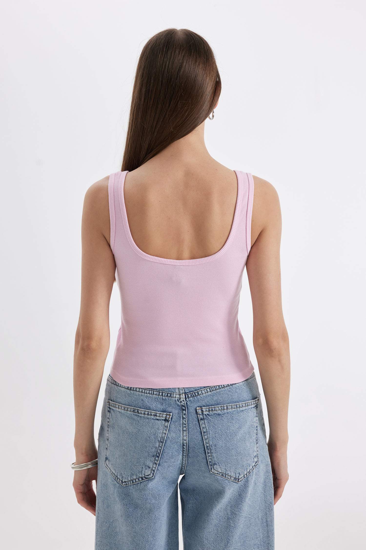 تانك توب مضلع سليم فيت بياقة مربعة