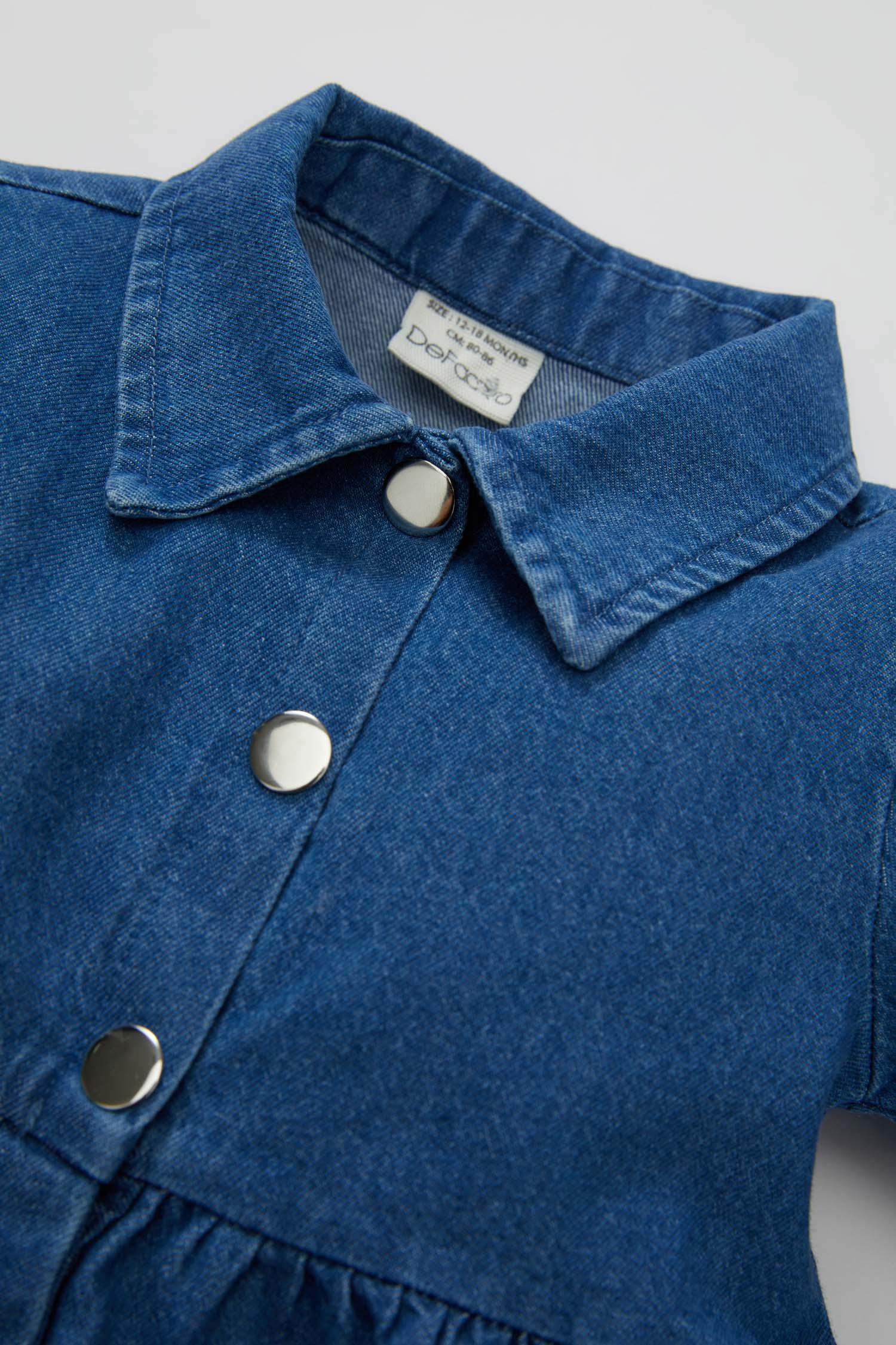 فستان جينز بناتي قصة عادية ردن طويل بياخة كبيرة